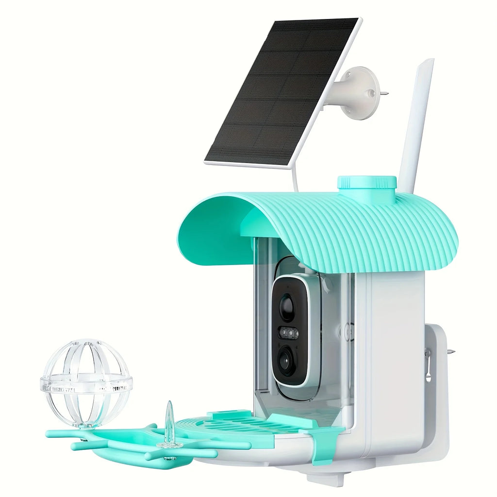 AI Smart Bird Feeder with Camera, Solar Powered,