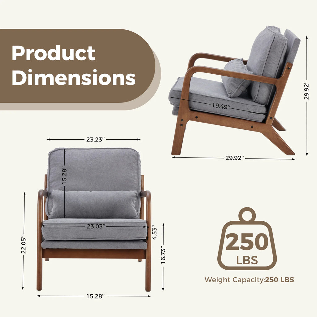 Mid Century Modern Chair Solid Wooden Frame