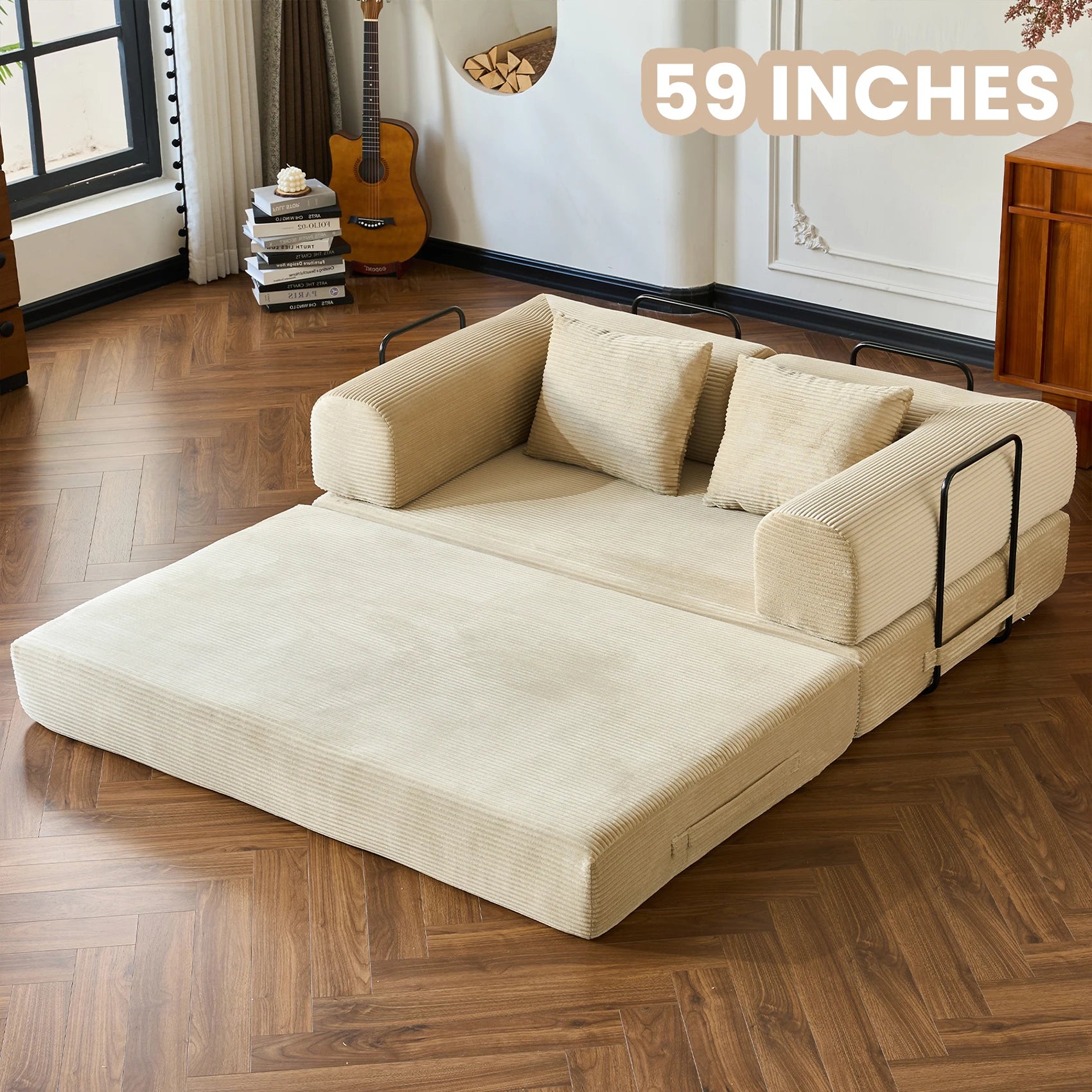 79''  Foldable Convertible Futon Sleeper Sofa Bed