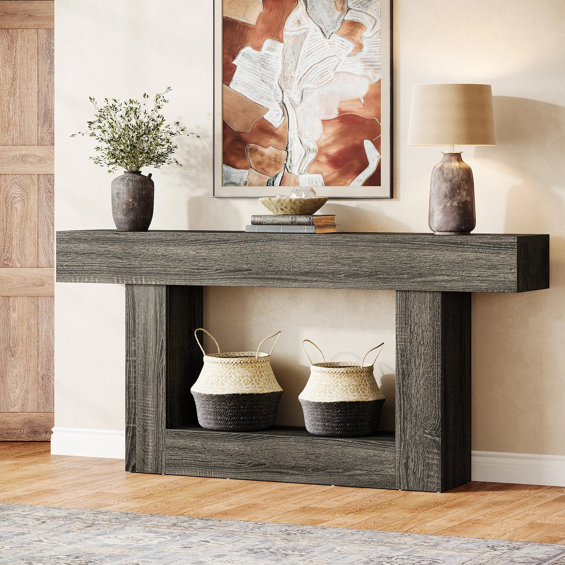 Console Table with U-Shaped Base,