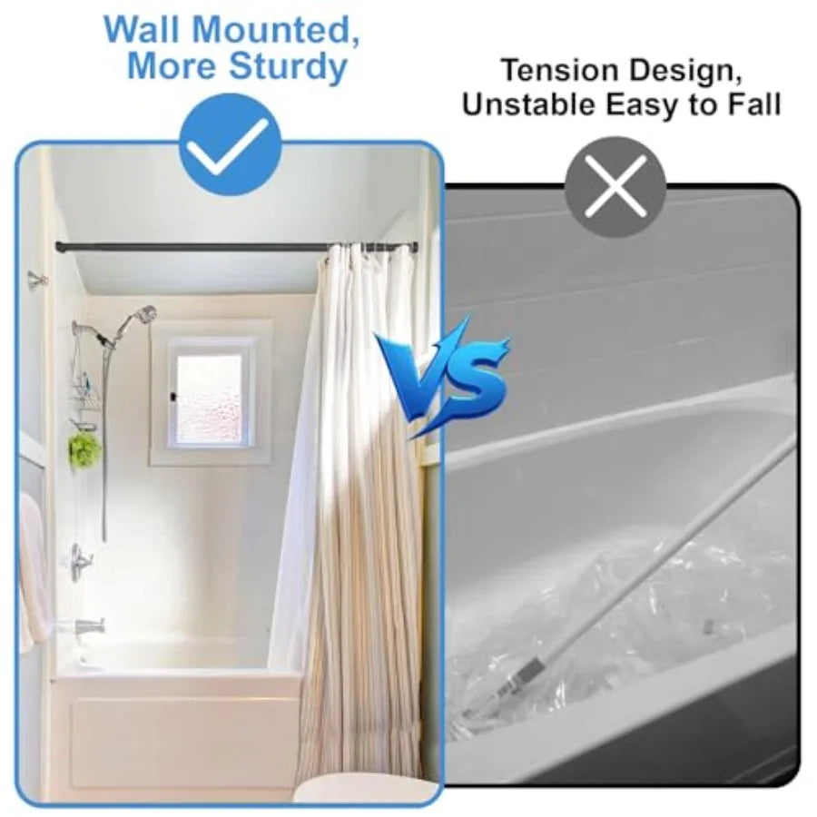 Elegant  Black Wall Mounted Double Shower Rods,