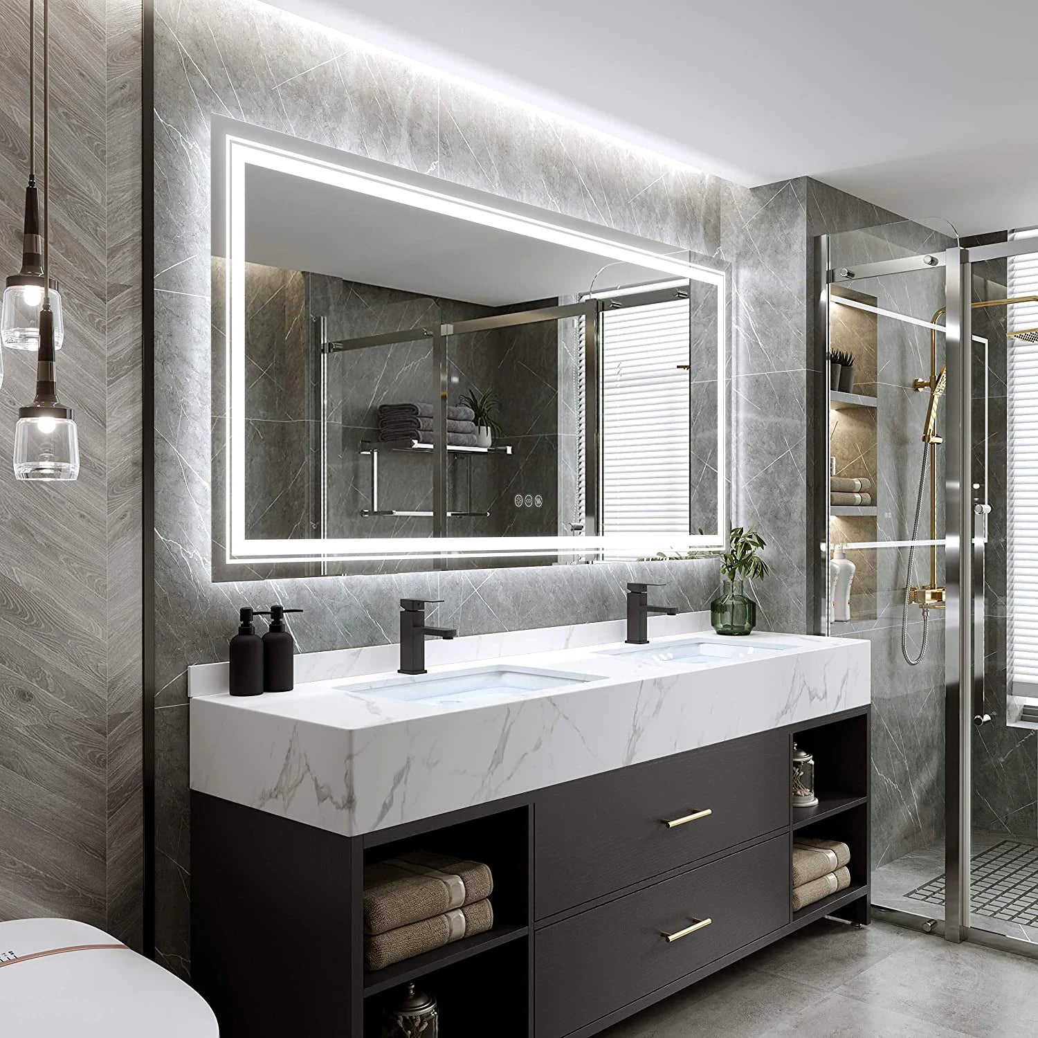 LED Bathroom Mirror with Lights, Anti-Fog,