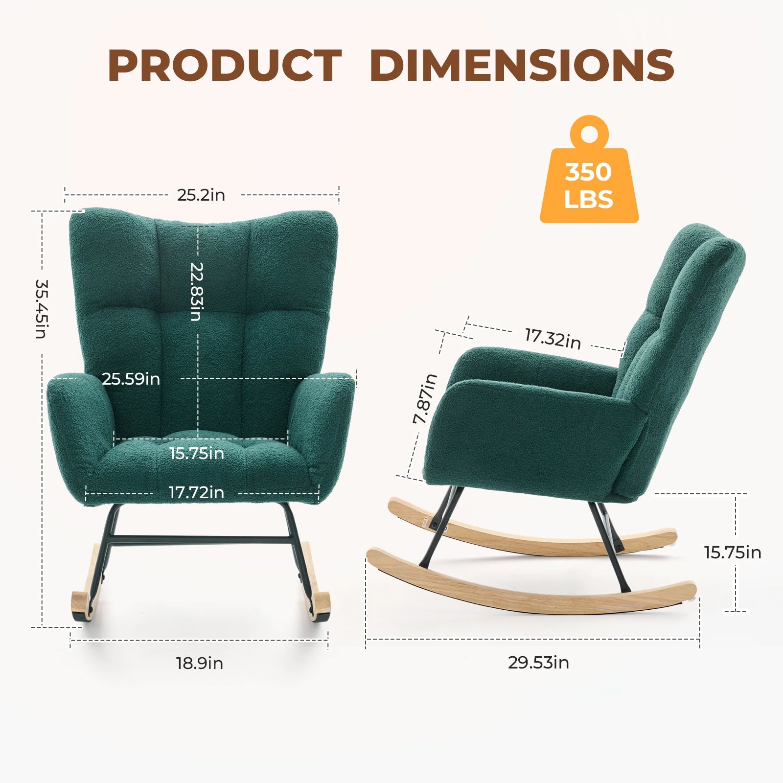 Upholstered  Rocking Chair with High Backrest Armchair