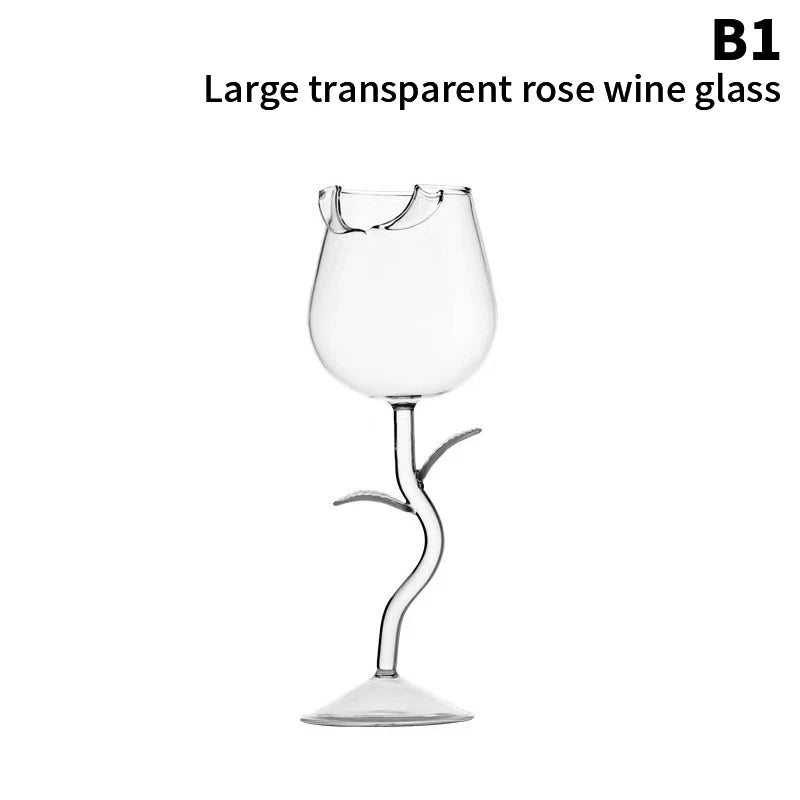 Rose-Shaped Red Wine Glasses