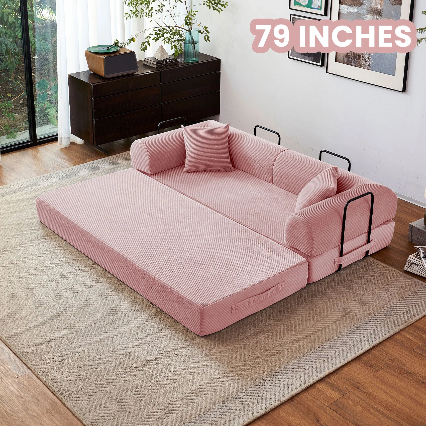 79''  Foldable Convertible Futon Sleeper Sofa Bed