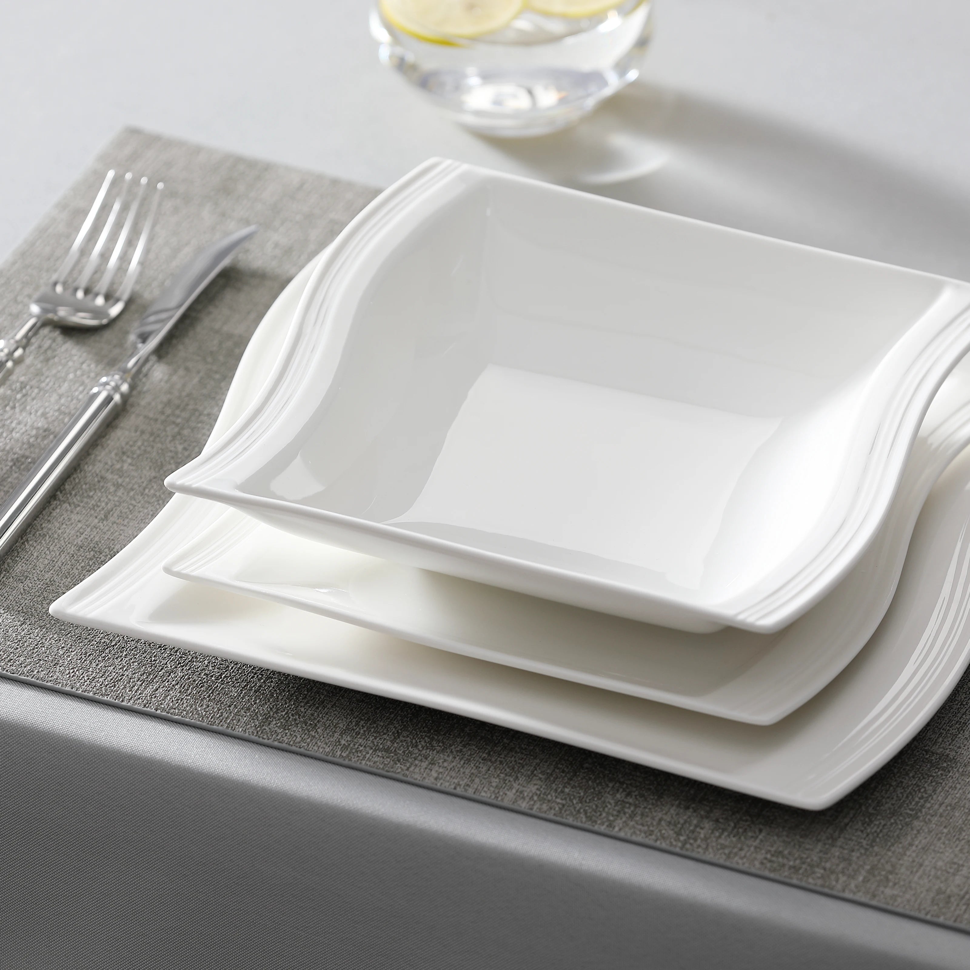 30 Piece White Porcelain Dinner Set