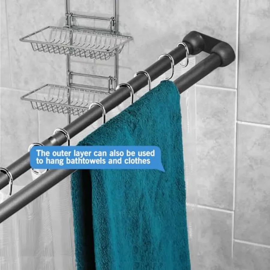Elegant  Black Wall Mounted Double Shower Rods,