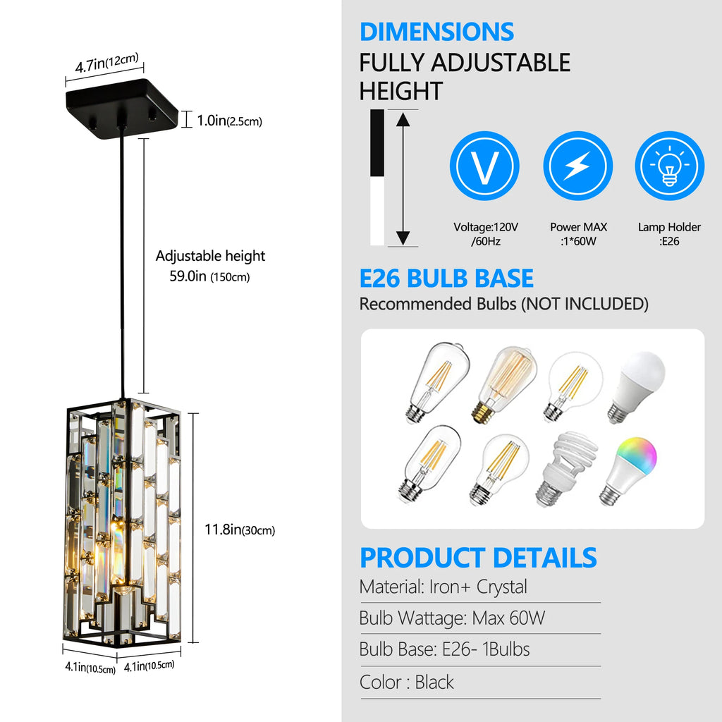 3-Pack Modern Luxury Crystal Pendant Light