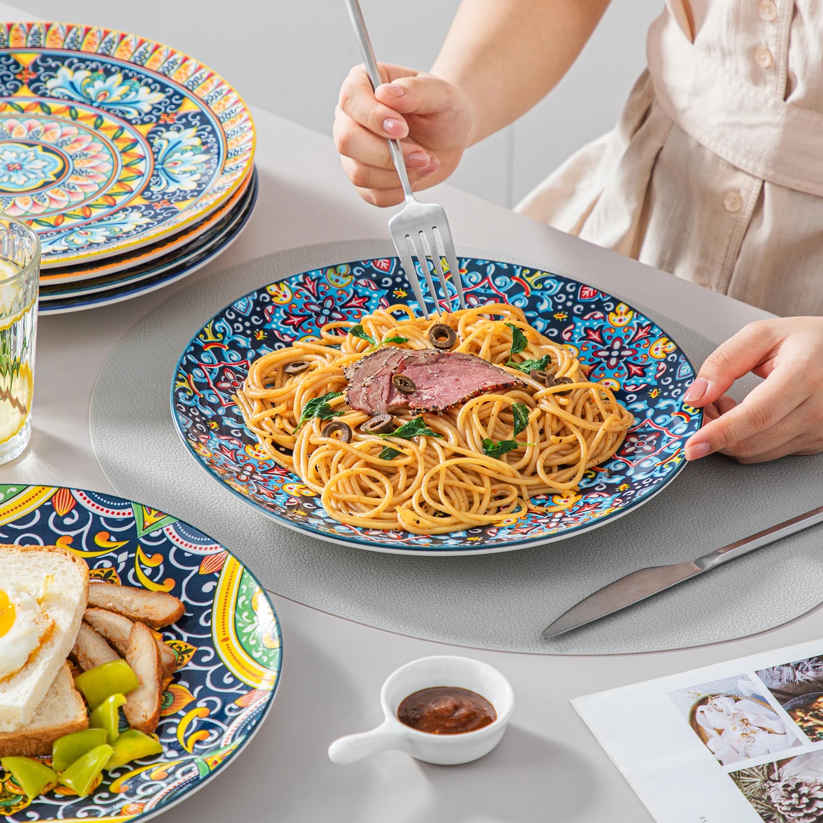 Bohemian Style Ceramic Stoneware Dinnerware Set