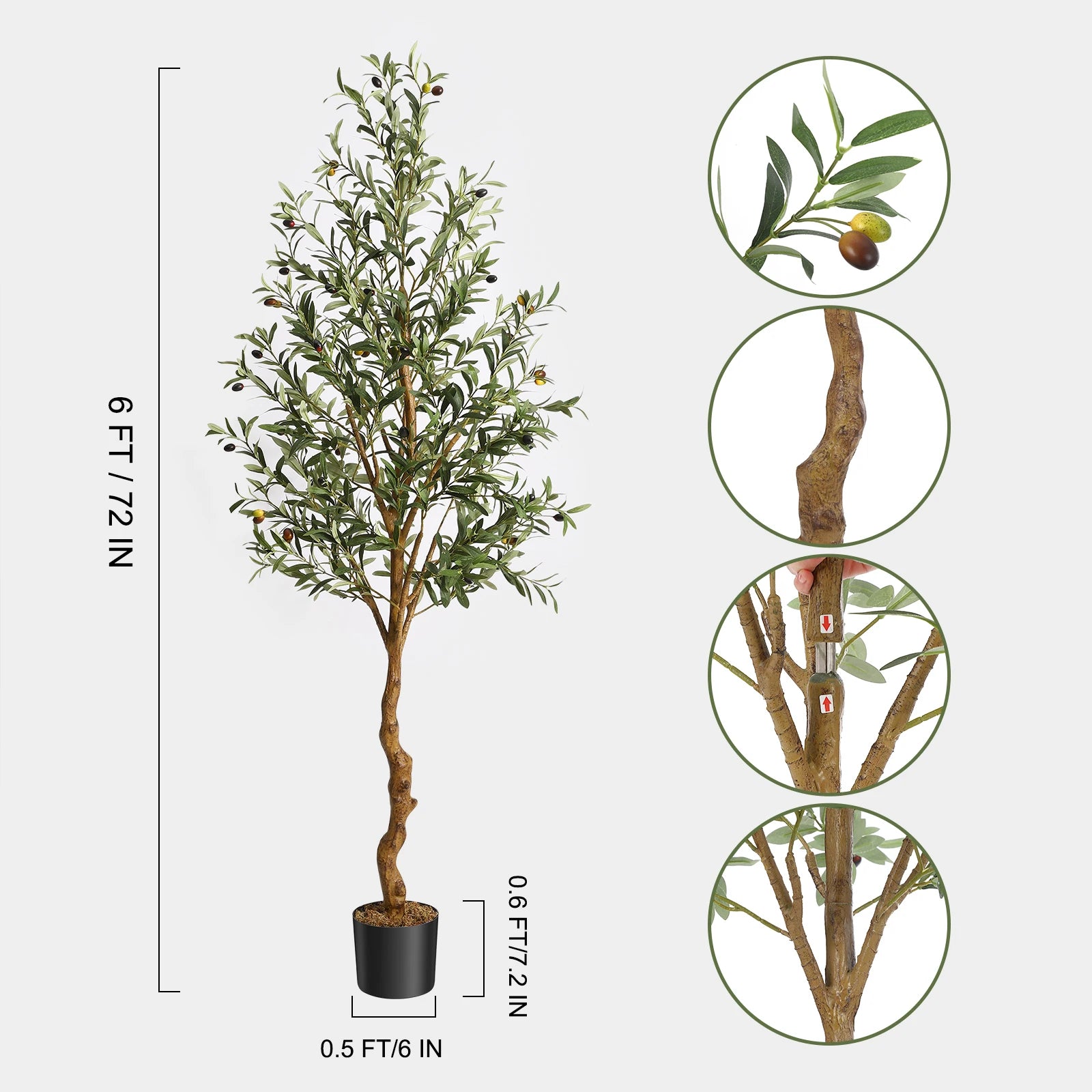 2Pcs Artificial Olive Tree/ 6ft,