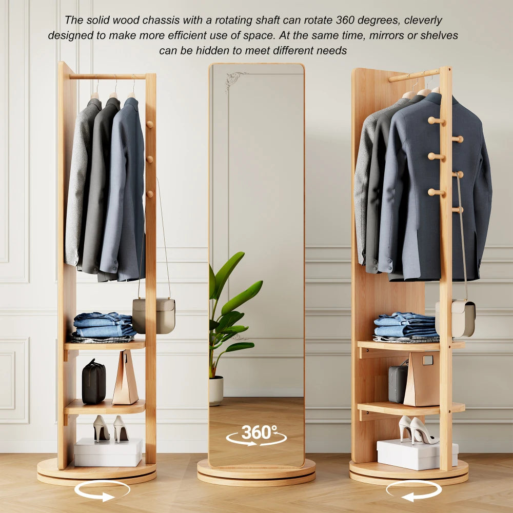360° Rotating Full Length Mirror, With Storage