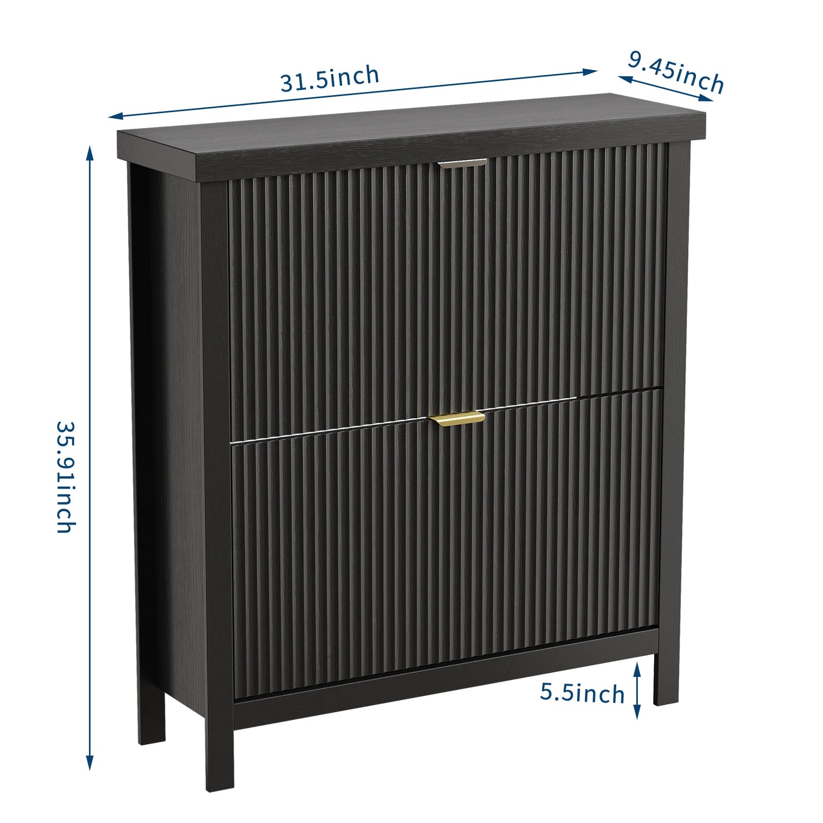 Fluted Shoe Cabinet with 2 Flip Drawers for Entryway,