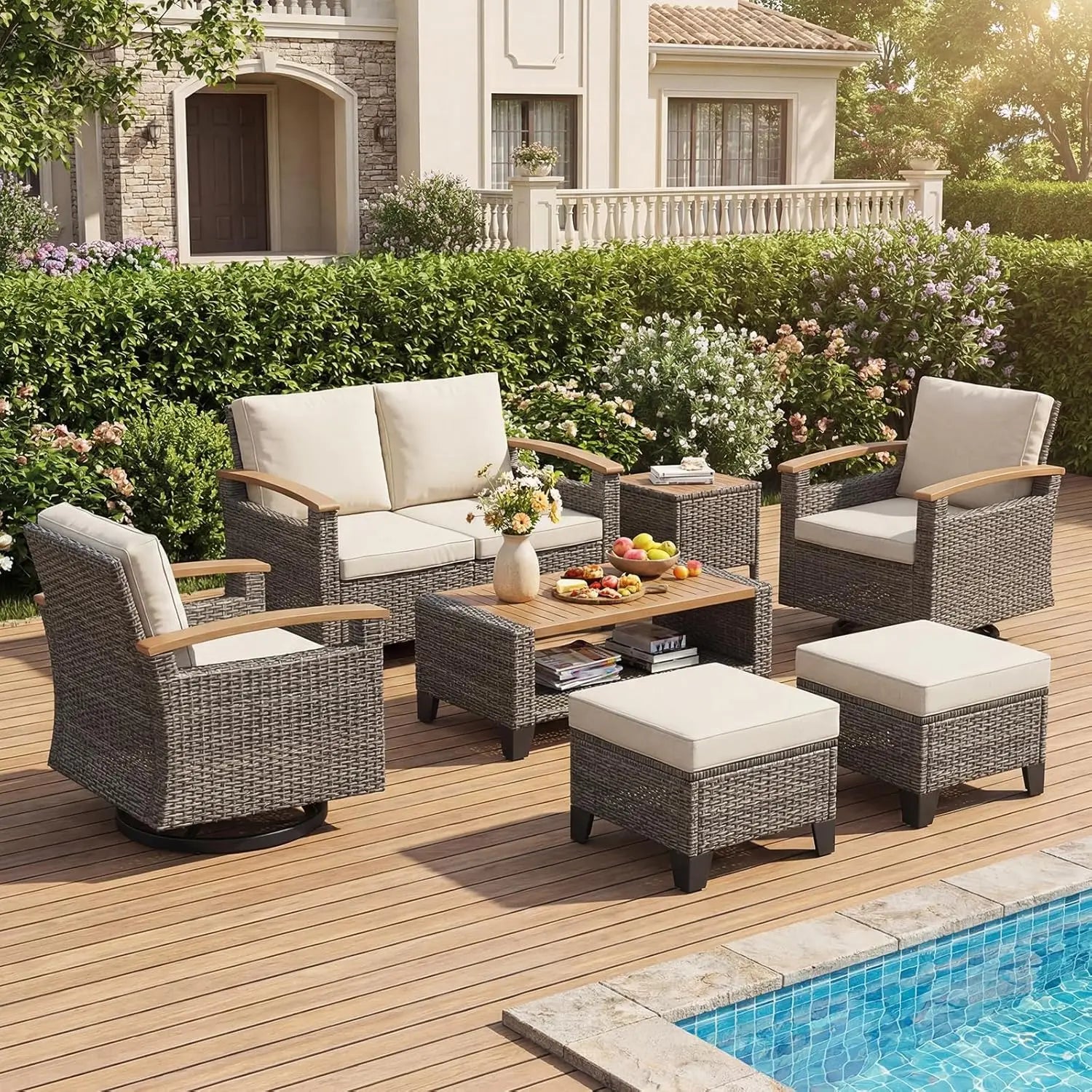 7 Piece Wicker Patio  Set