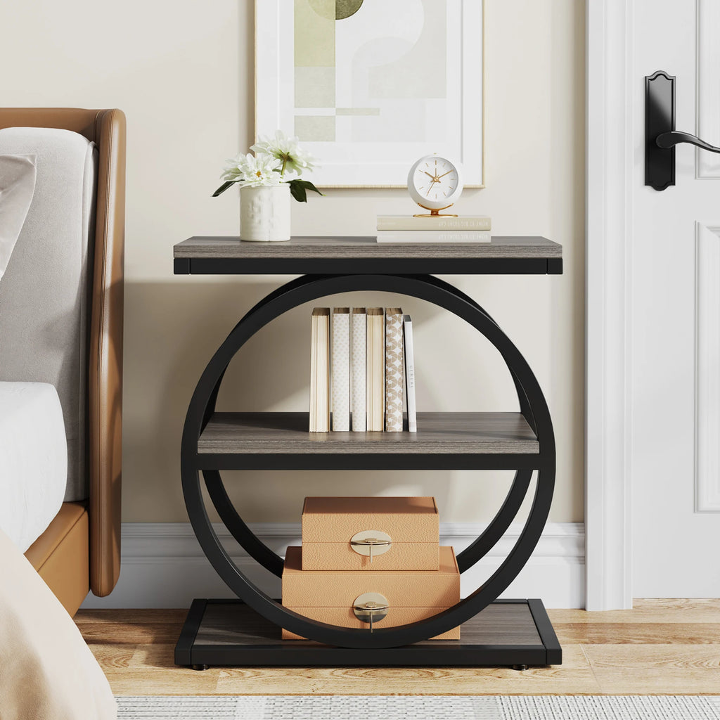 Industrial Metal and wooden Small Sofa Side Table