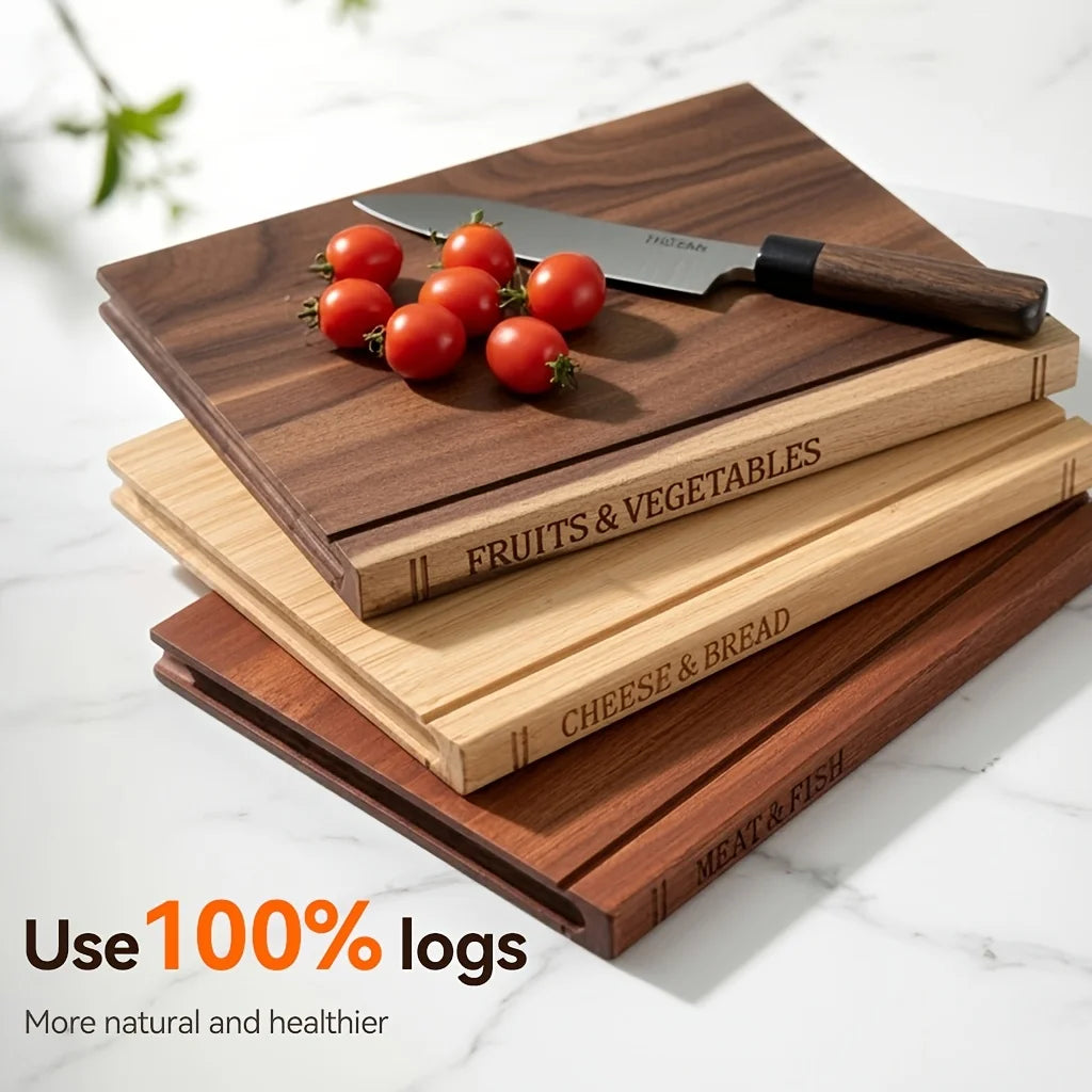 3 pcs Acacia Wood Cutting Board Set with Stand,