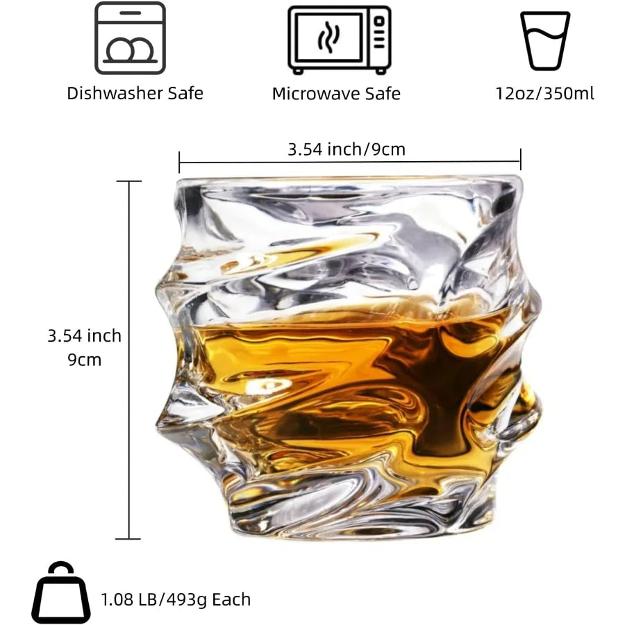 Set of 4 Hand Blown Crystal Whiskey Glasses