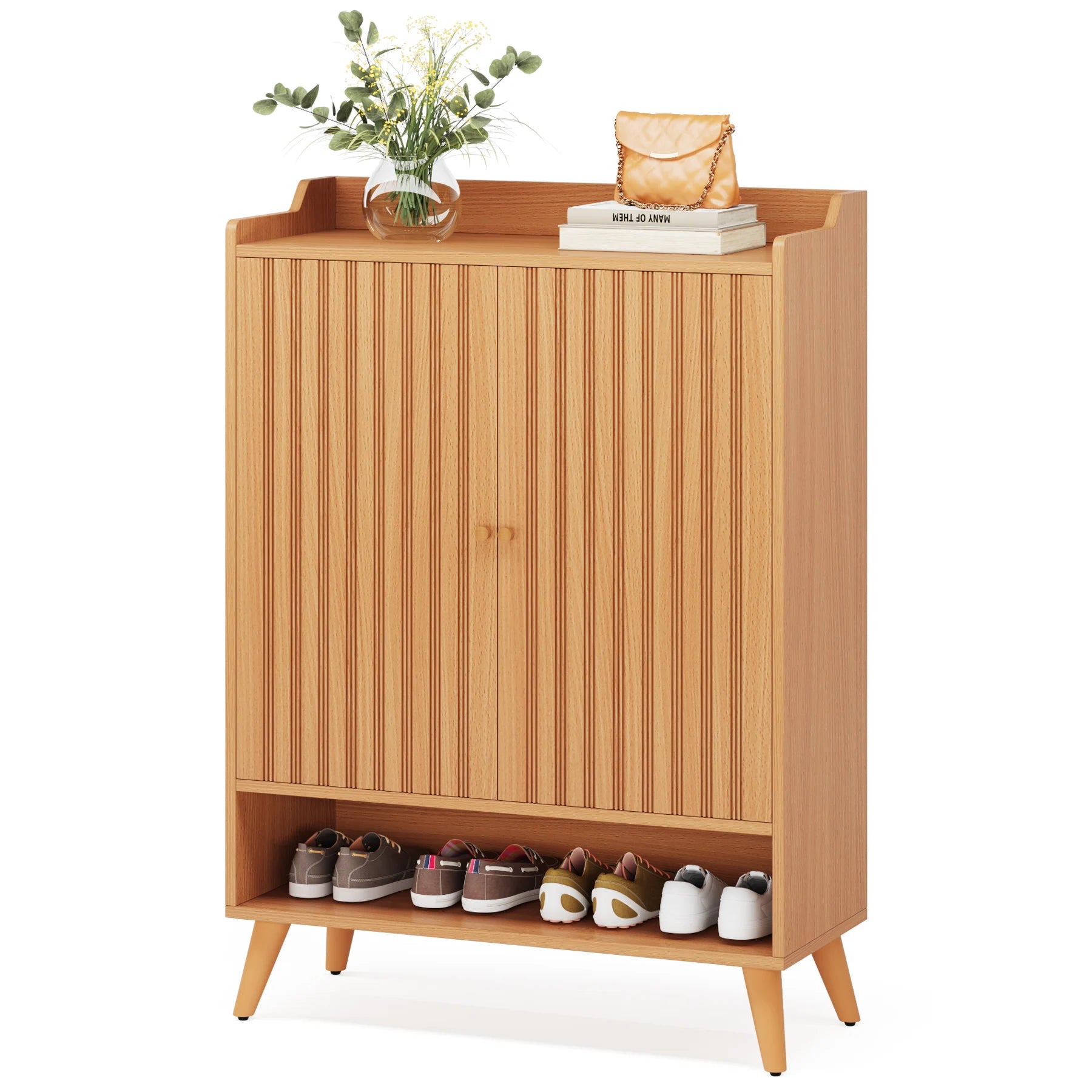 White  5-Tier Shoe Cabinets with Doors
