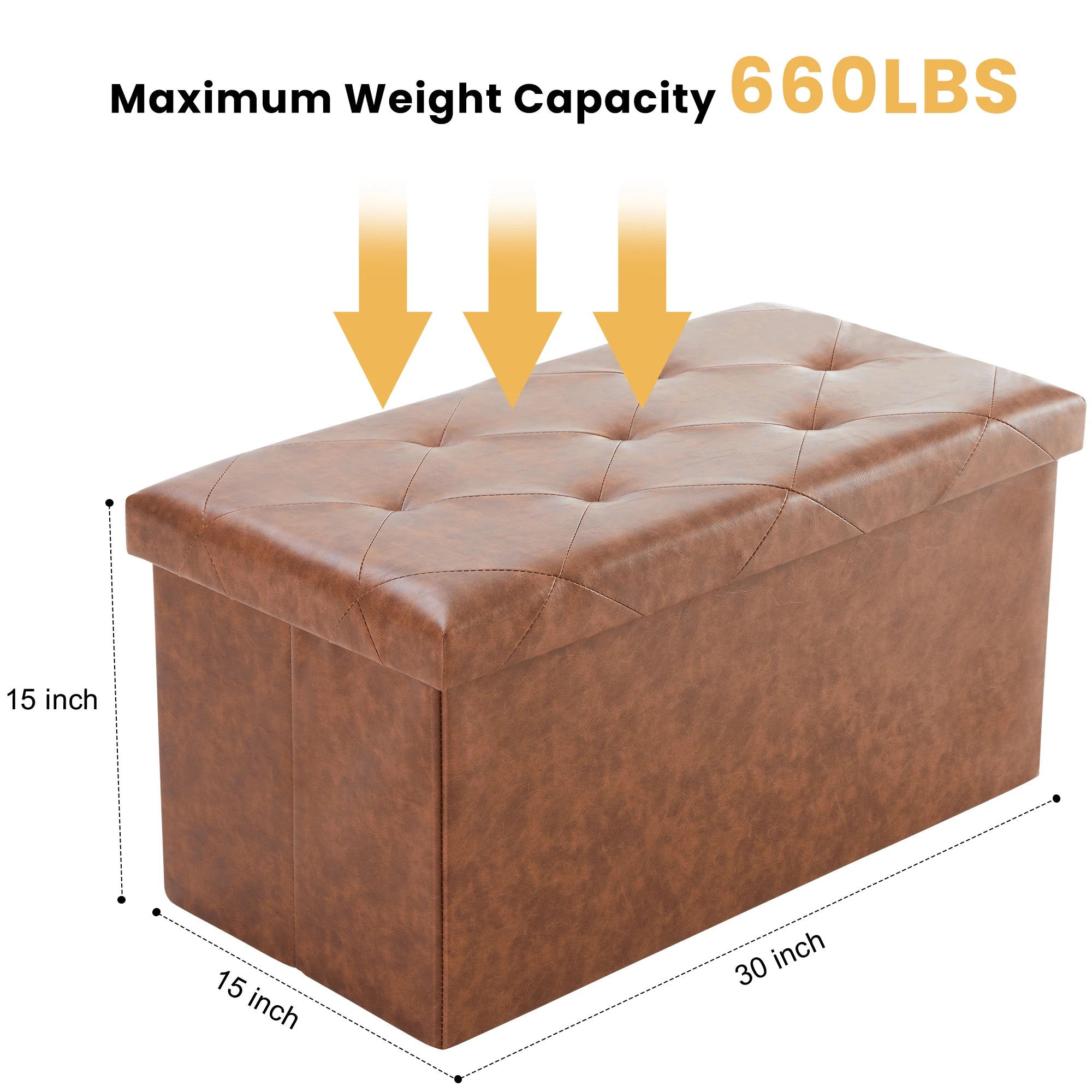 43 Inches Faux Leather Folding Ottoman Storage Footstool