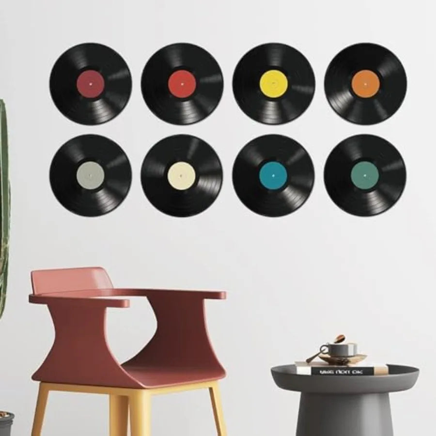8 Pack Blank Vinyl Records Decor Wall Stickers 9 inch