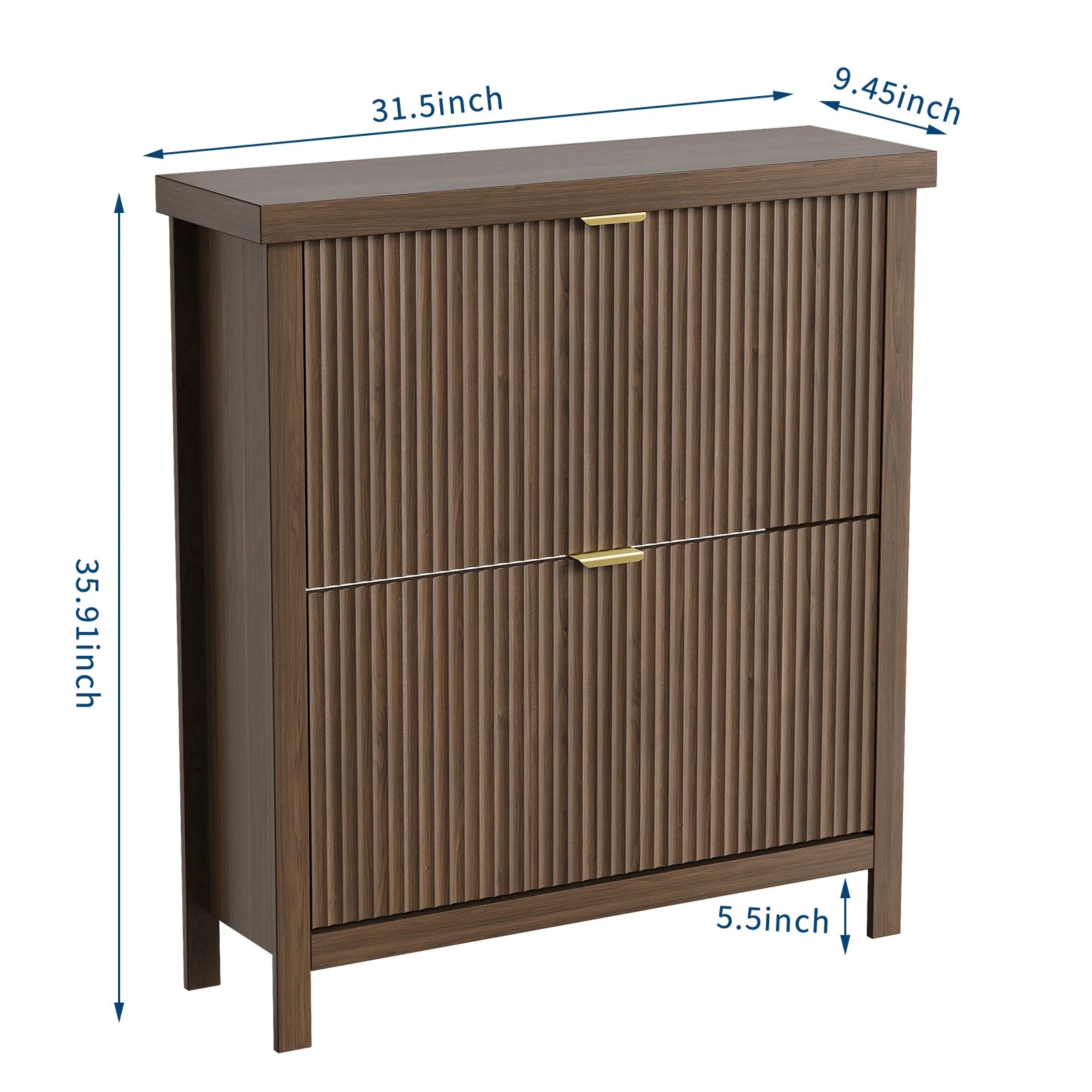 Fluted Shoe Cabinet with 2 Flip Drawers for Entryway,