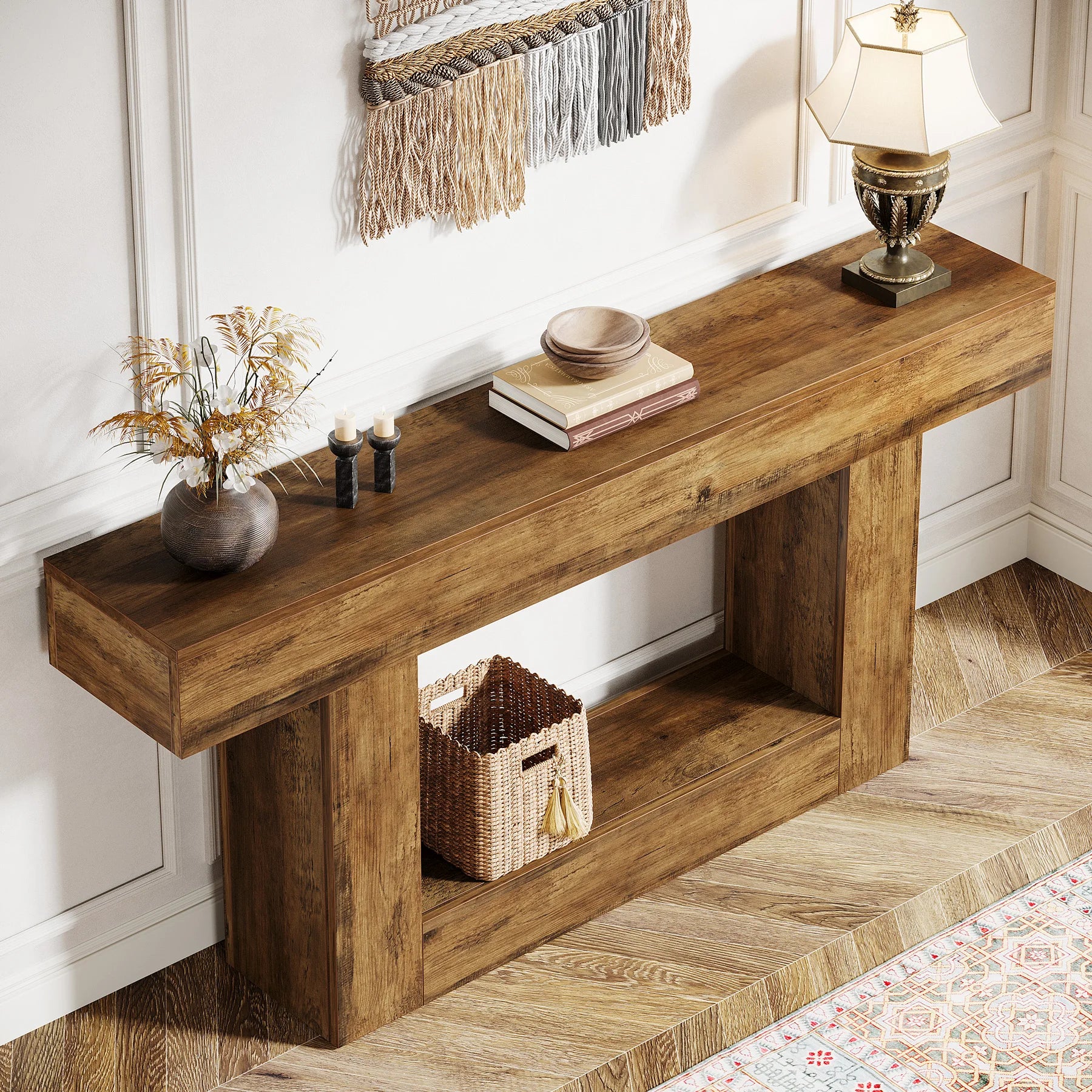 Console Table with U-Shaped Base,