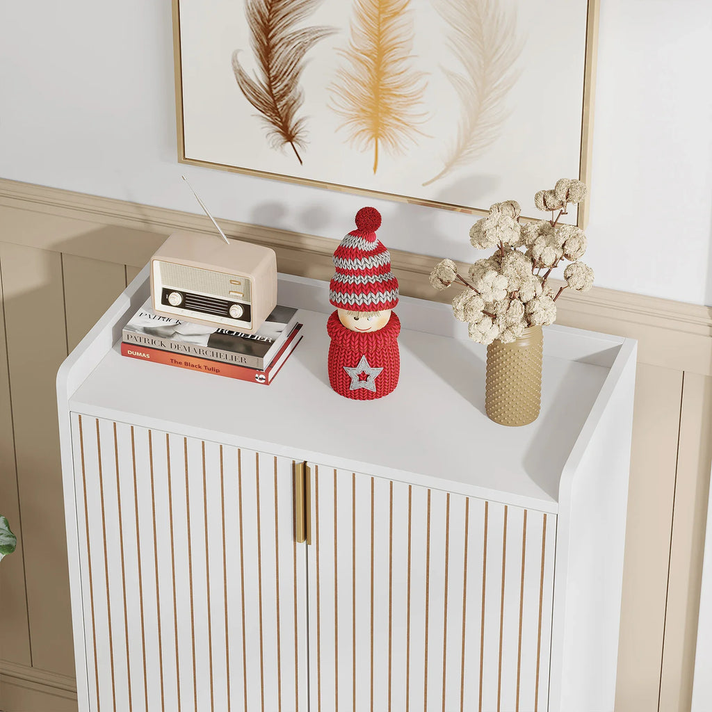 White  5-Tier Shoe Cabinets with Doors