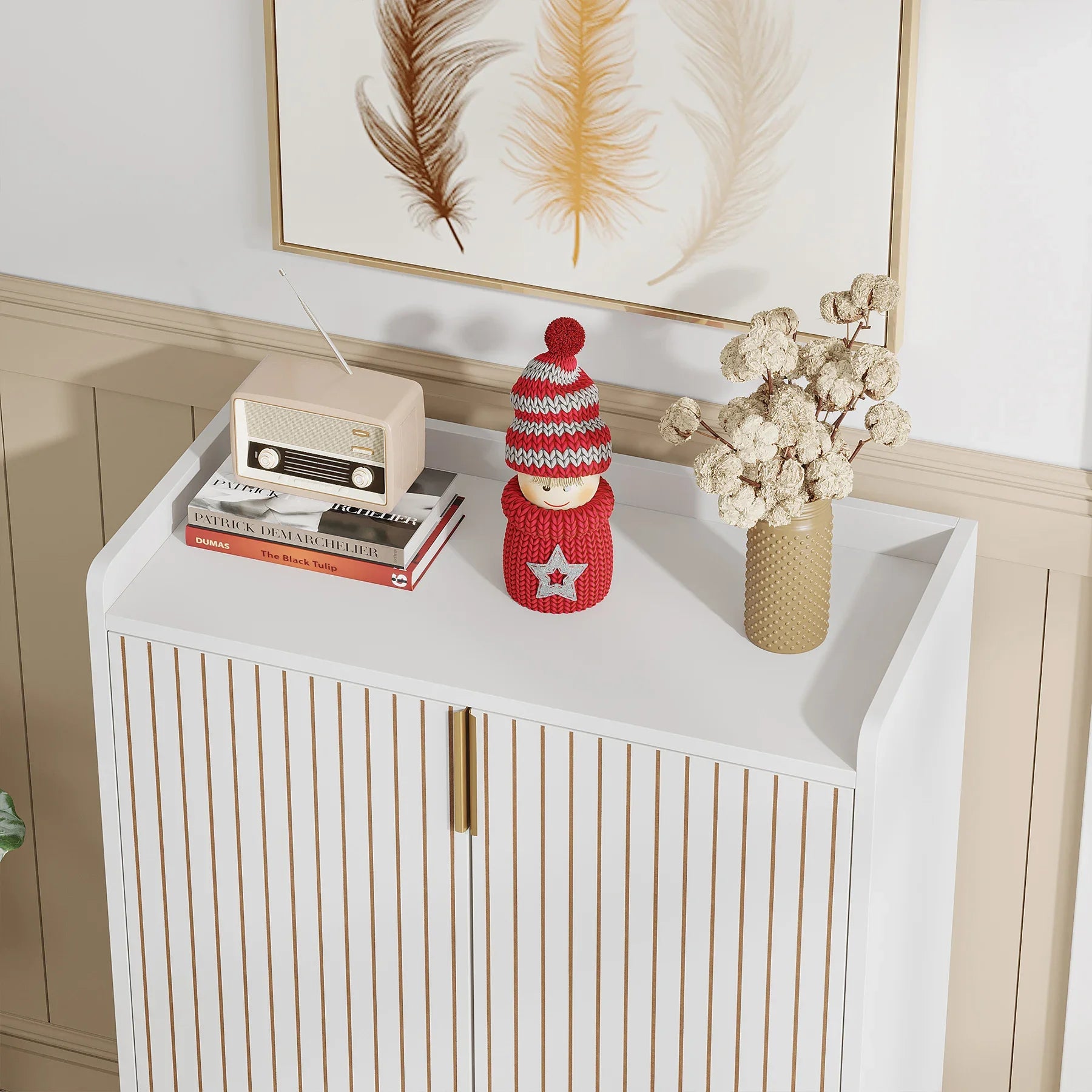 White  5-Tier Shoe Cabinets with Doors