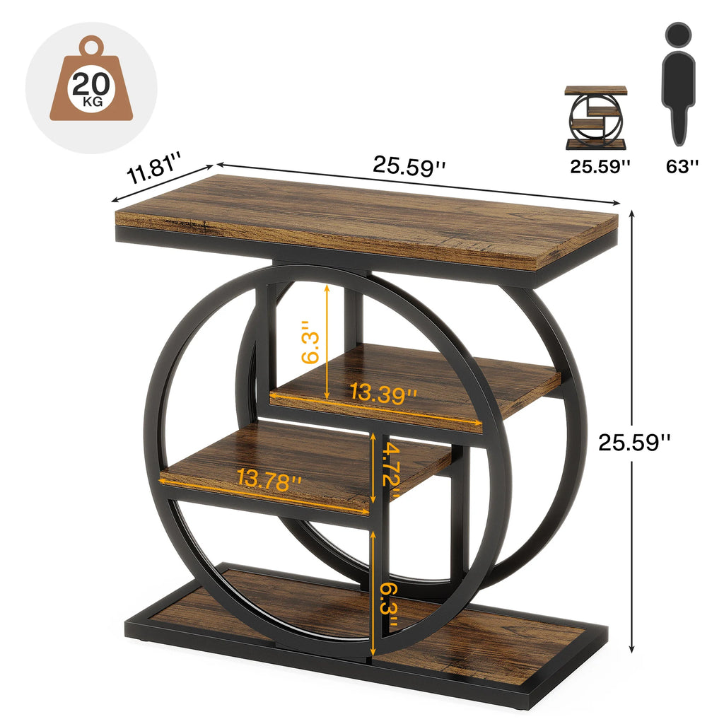 Industrial Metal and wooden Small Sofa Side Table