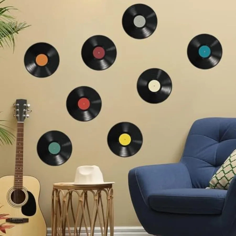 8 Pack Blank Vinyl Records Decor Wall Stickers 9 inch
