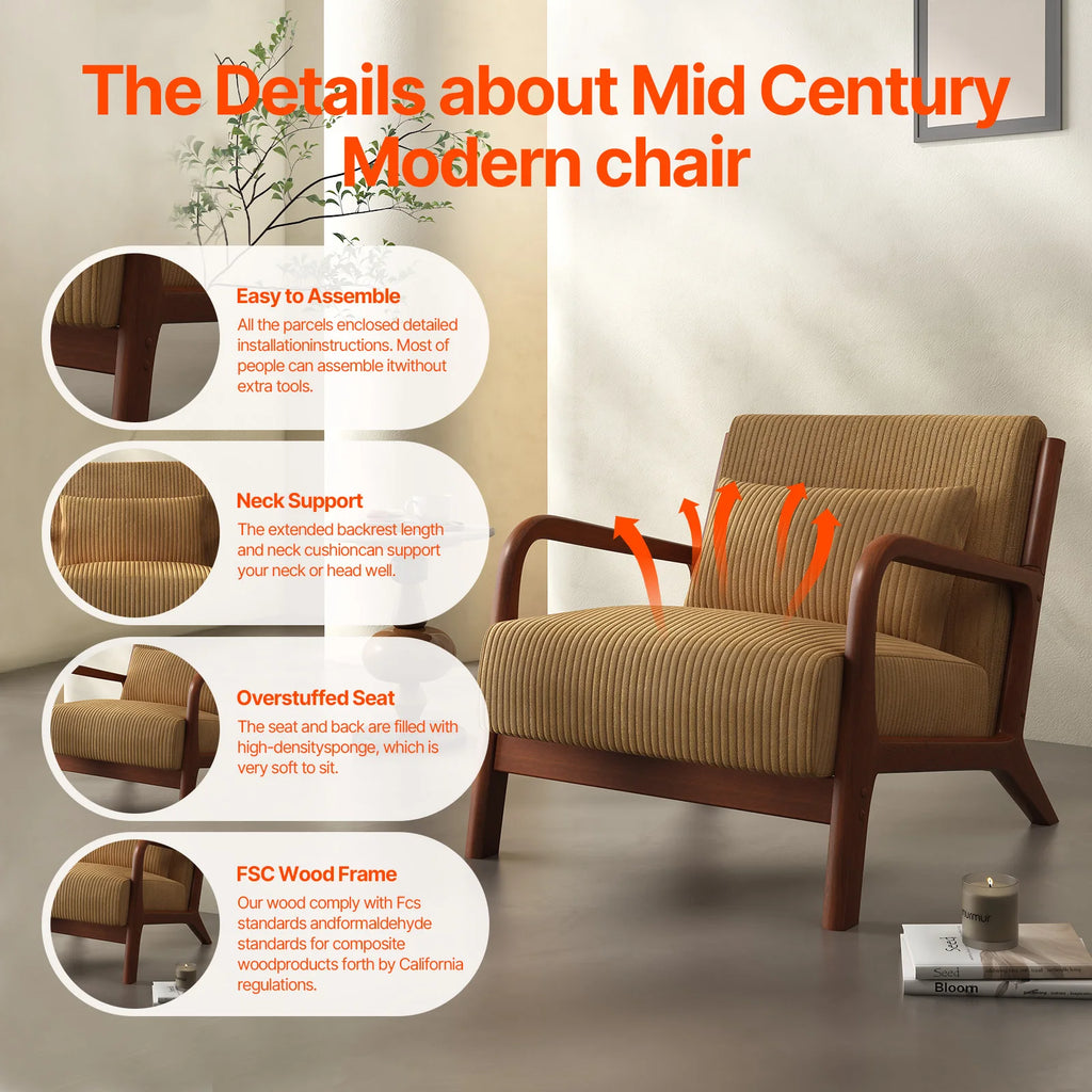 Mid Century Modern Accent Chair,
