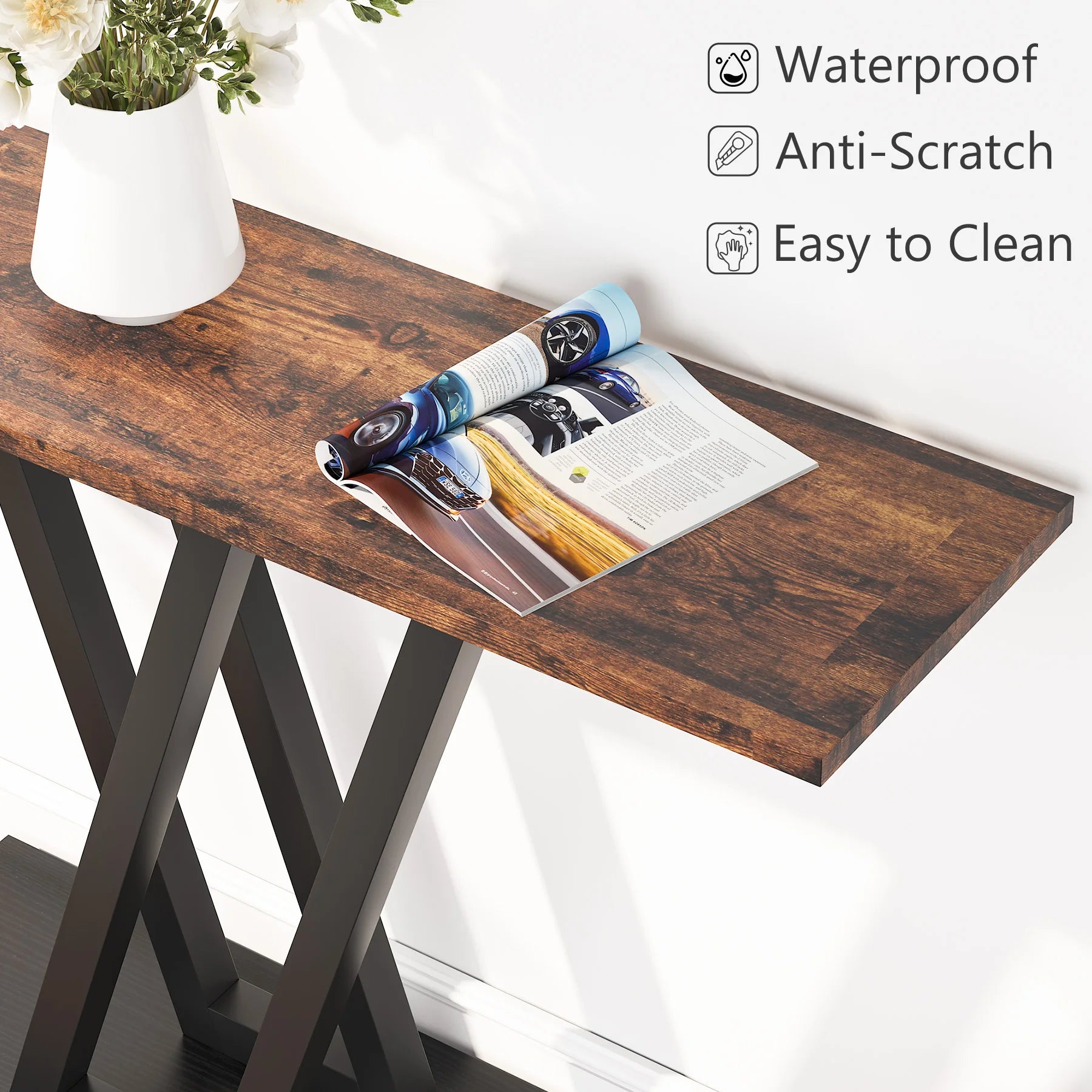 43 Inch Industrial Entryway Console Table