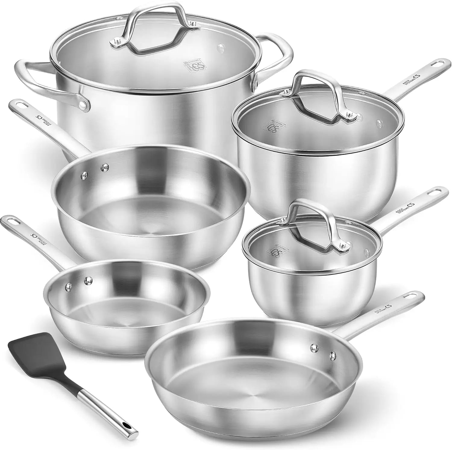 10 Piece Stainless Steel Pots and Pans Set,