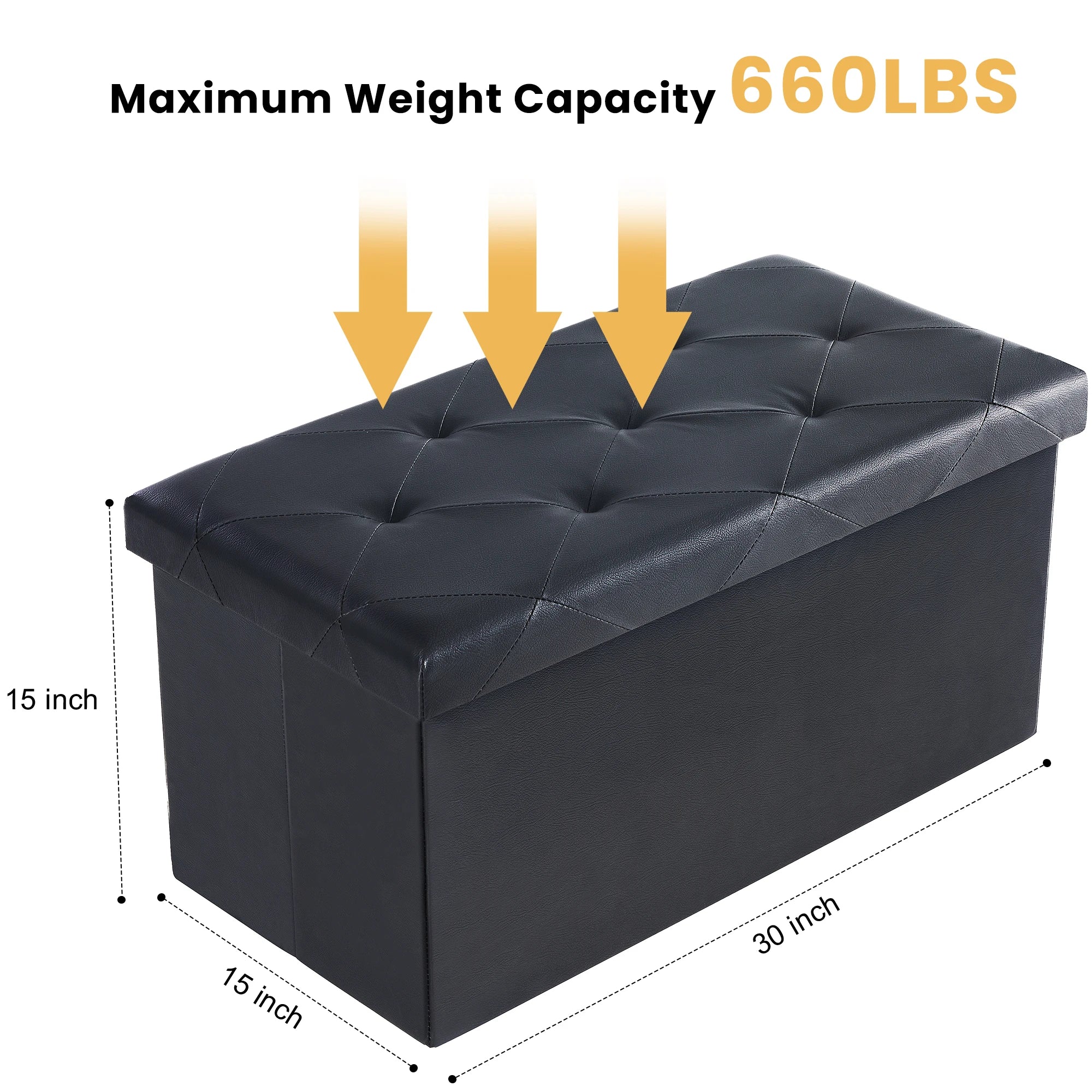 43 Inches Faux Leather Folding Ottoman Storage Footstool