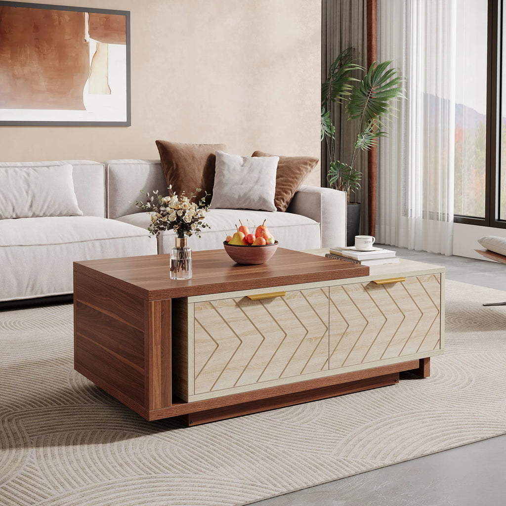 Extendable Coffee Table, 42"-65" Length Adjustable  with  Storage