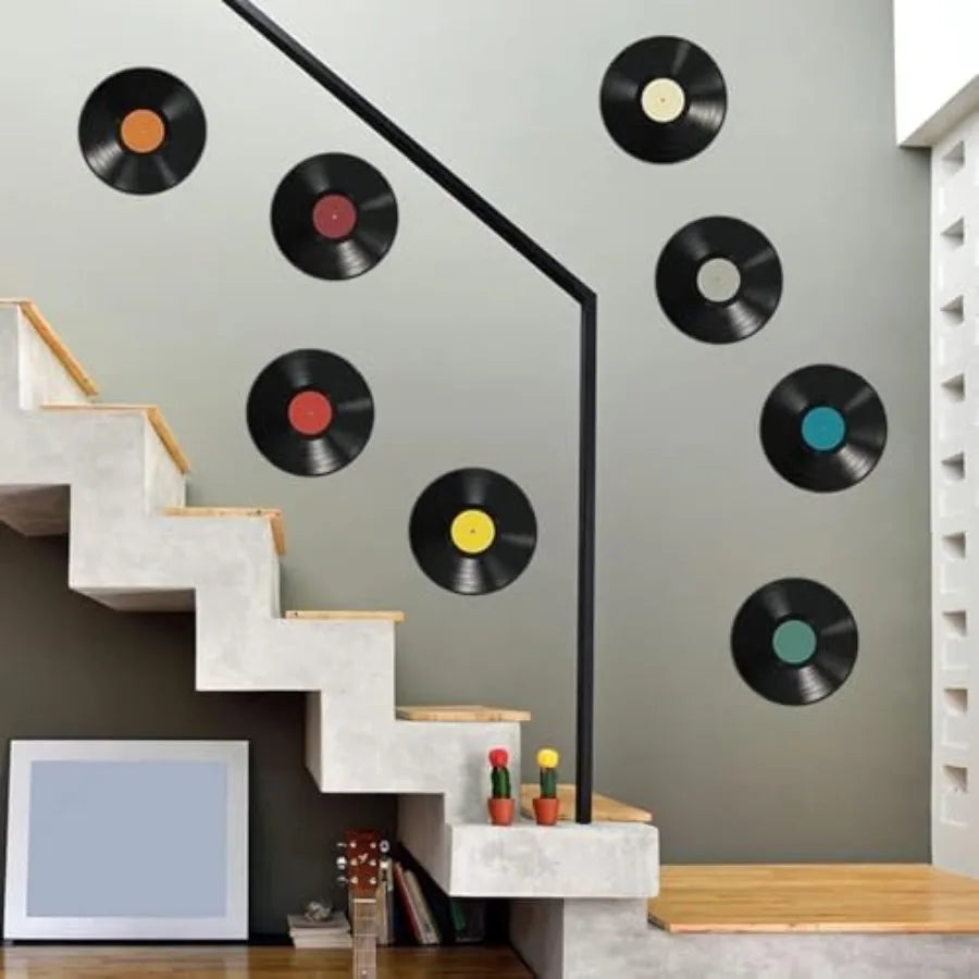 8 Pack Blank Vinyl Records Decor Wall Stickers 9 inch