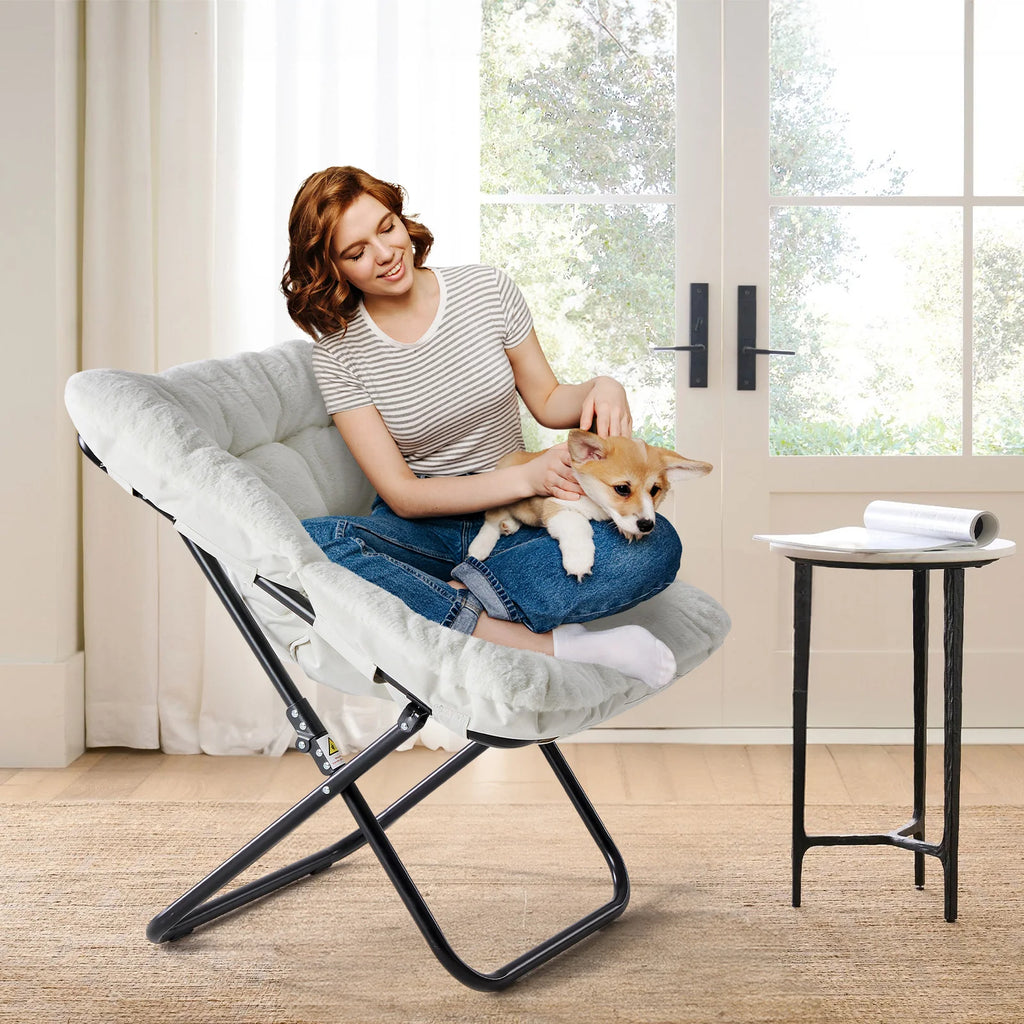 Soft Faux Fur Large Size Folding Lounge Chair