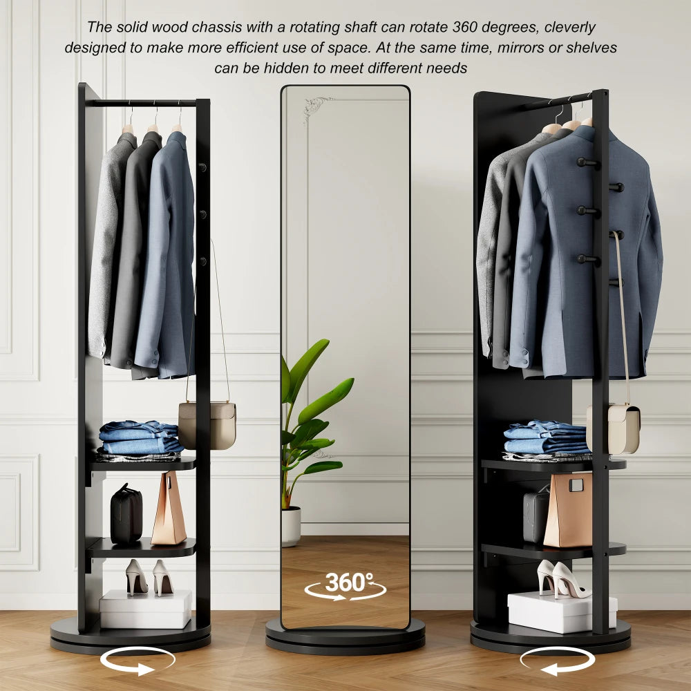 360° Rotating Full Length Mirror, With Storage