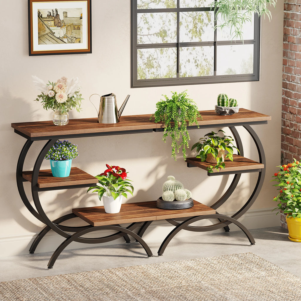 Industrial 3-tier C-Shaped End Table