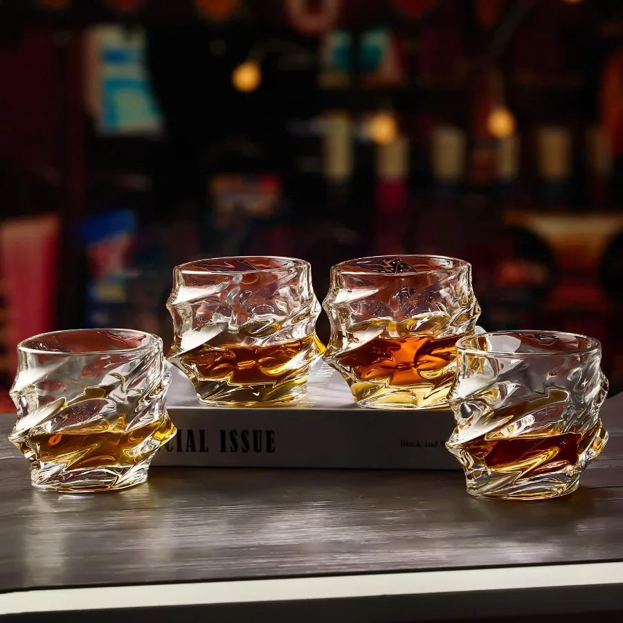Set of 4 Hand Blown Crystal Whiskey Glasses