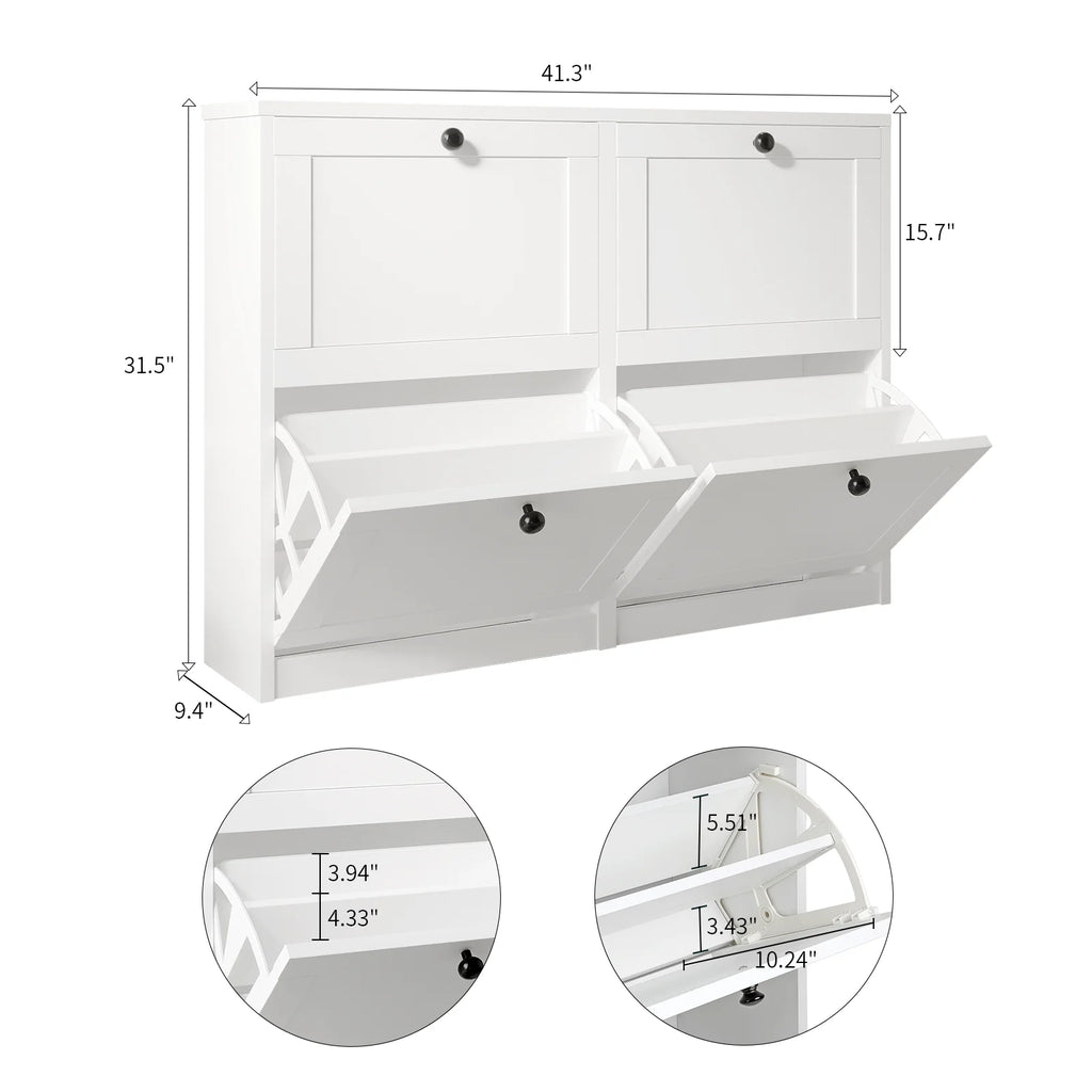 Freestanding Shoe Cabinet with Flip Drawers,