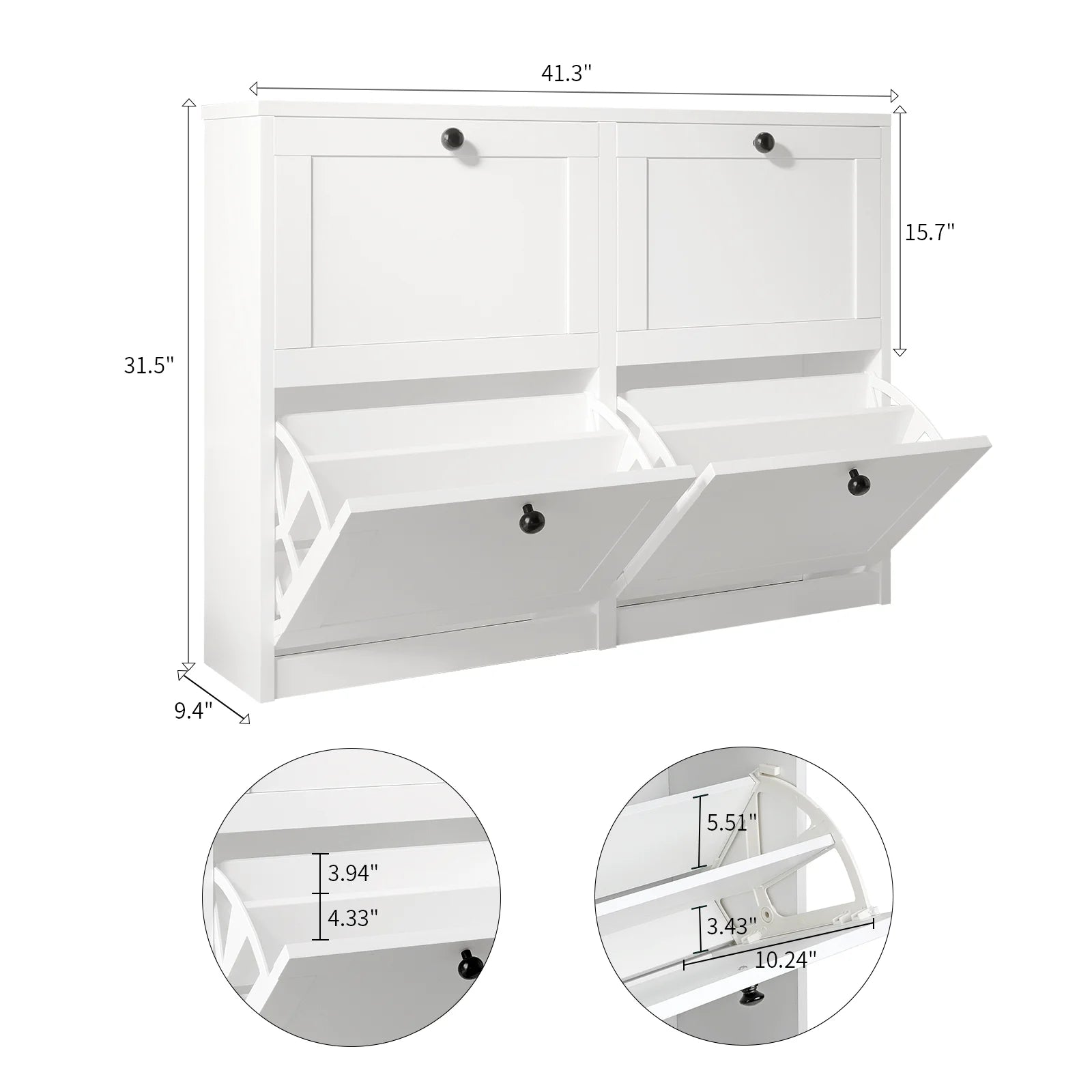 Freestanding Shoe Cabinet with Flip Drawers,