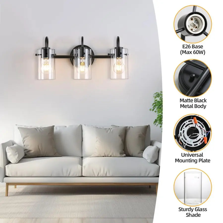 Matte Black Bathroom Wall Light Fixture