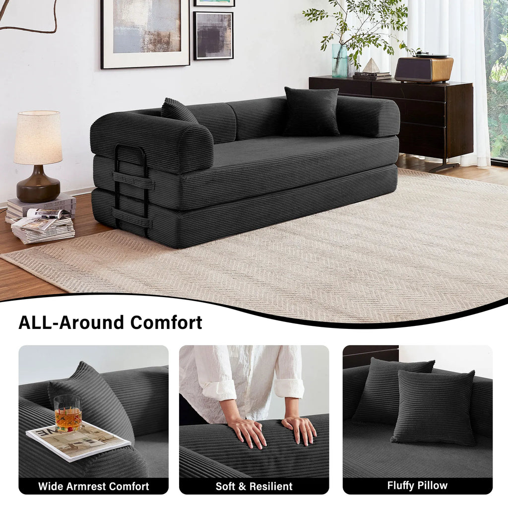 79''  Foldable Convertible Futon Sleeper Sofa Bed