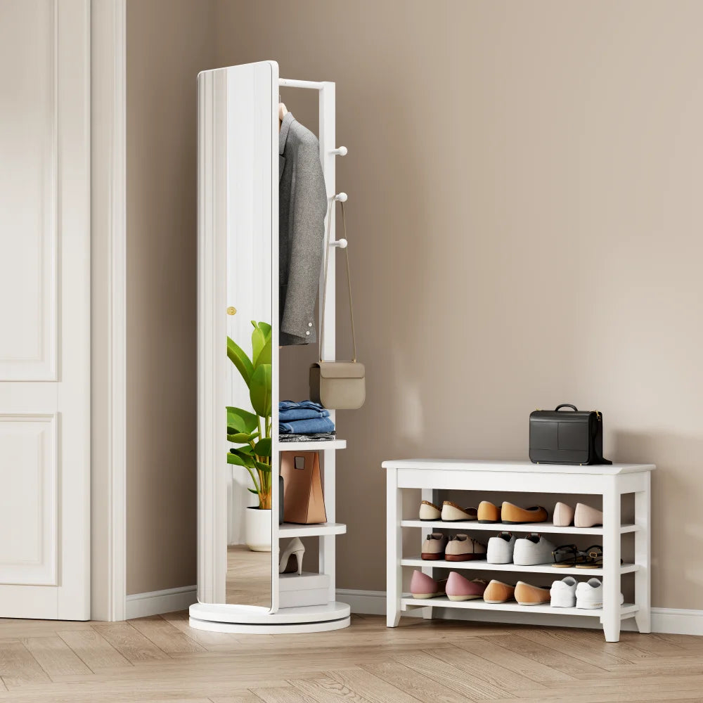 360° Rotating Full Length Mirror, With Storage