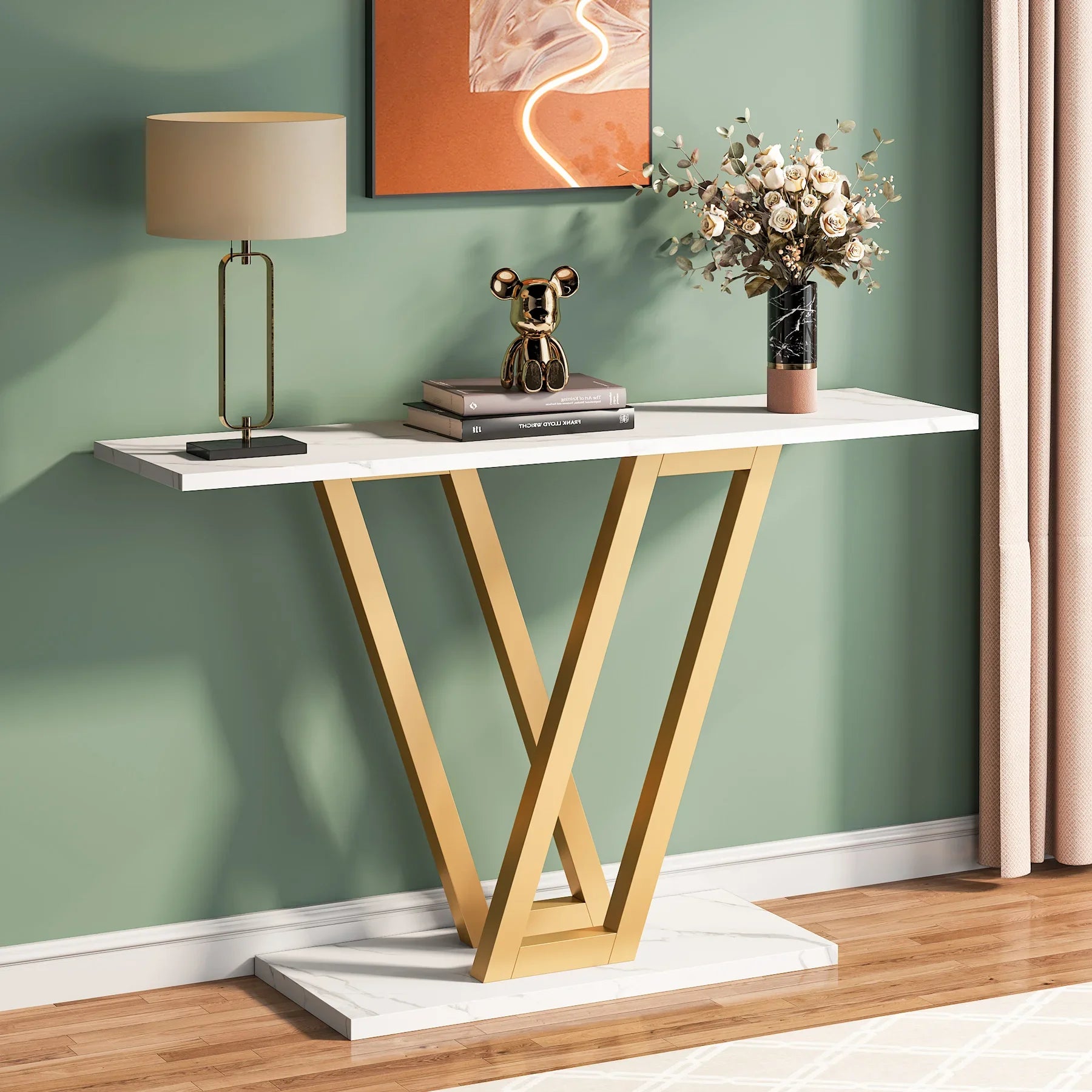 43 Inch Industrial Entryway Console Table