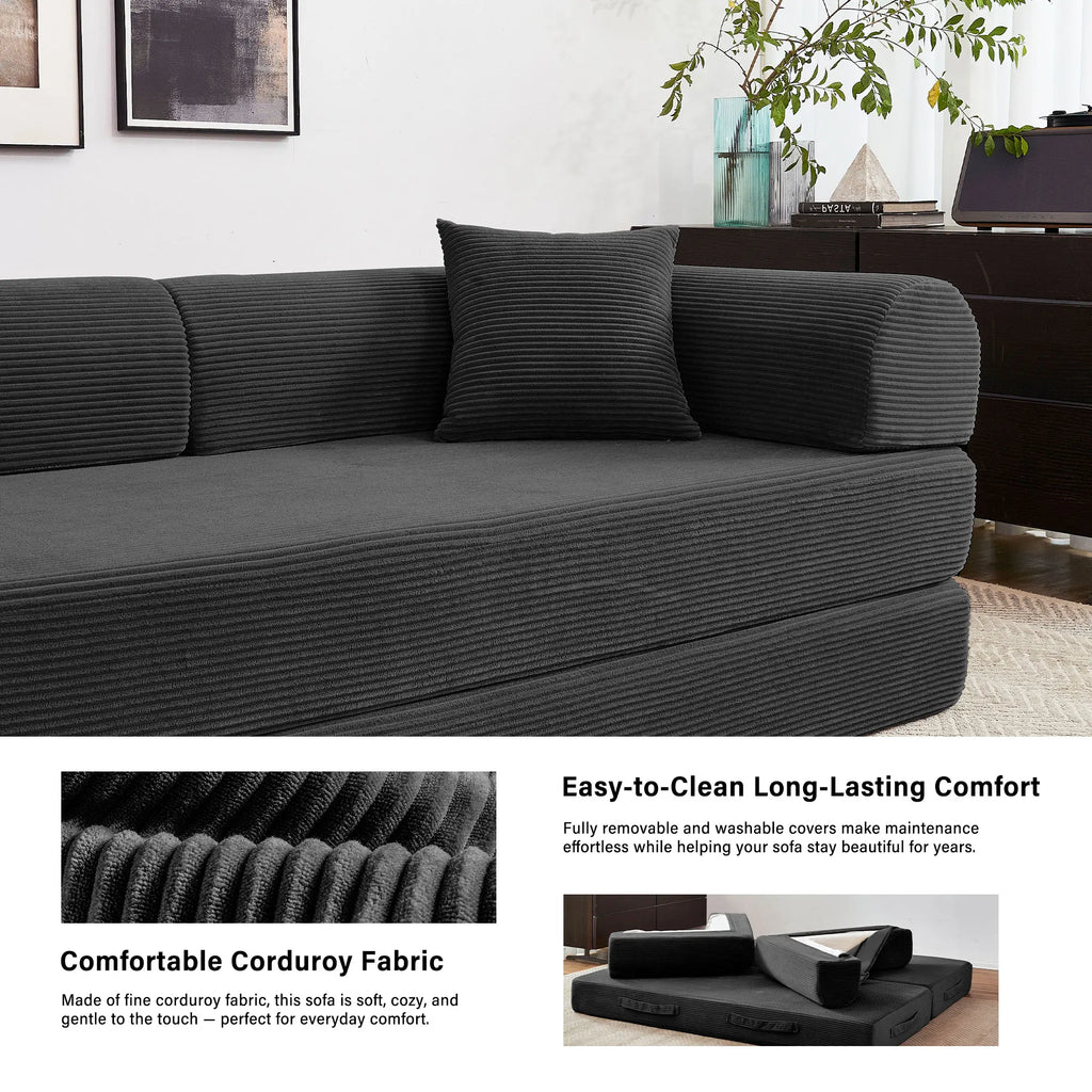 79''  Foldable Convertible Futon Sleeper Sofa Bed