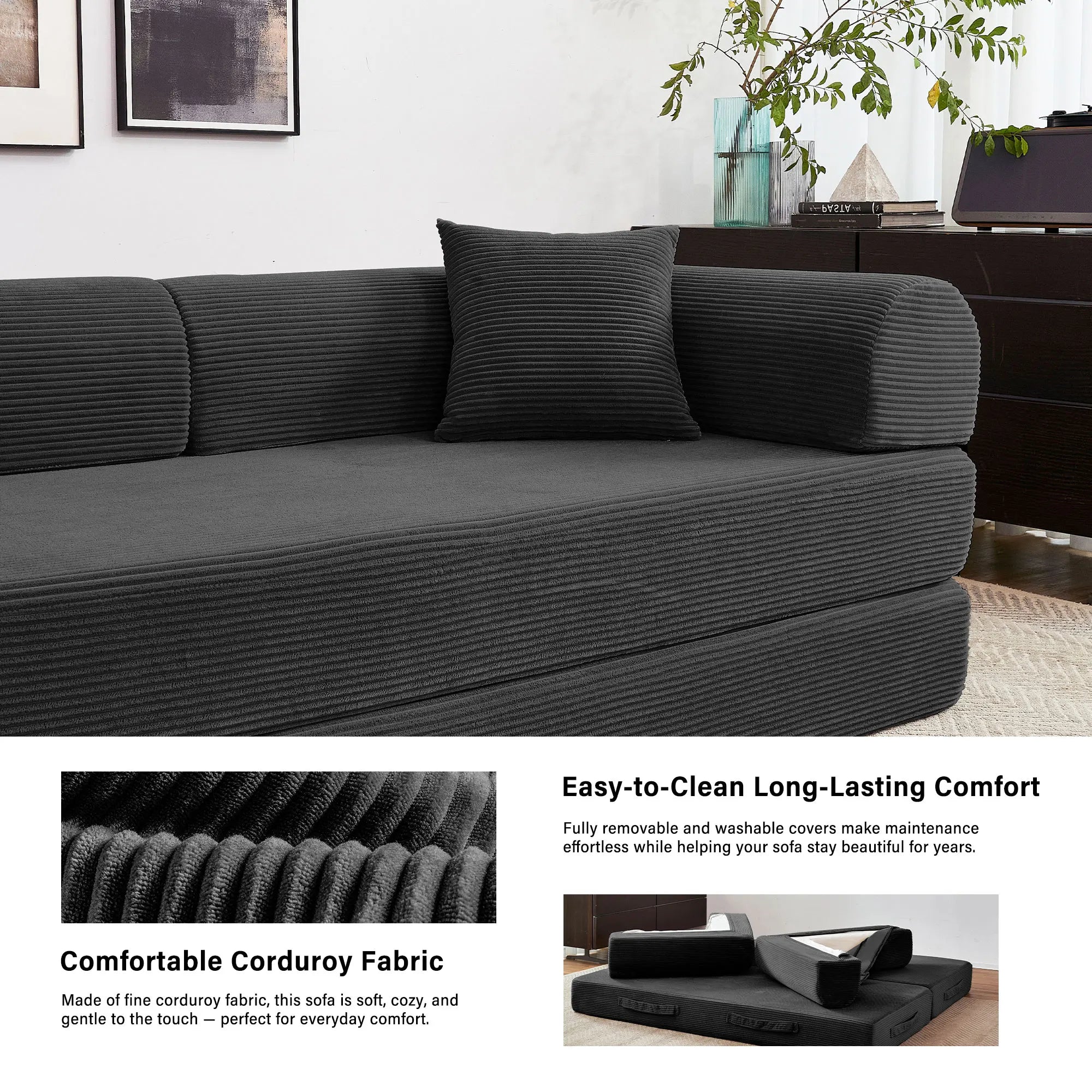 79''  Foldable Convertible Futon Sleeper Sofa Bed