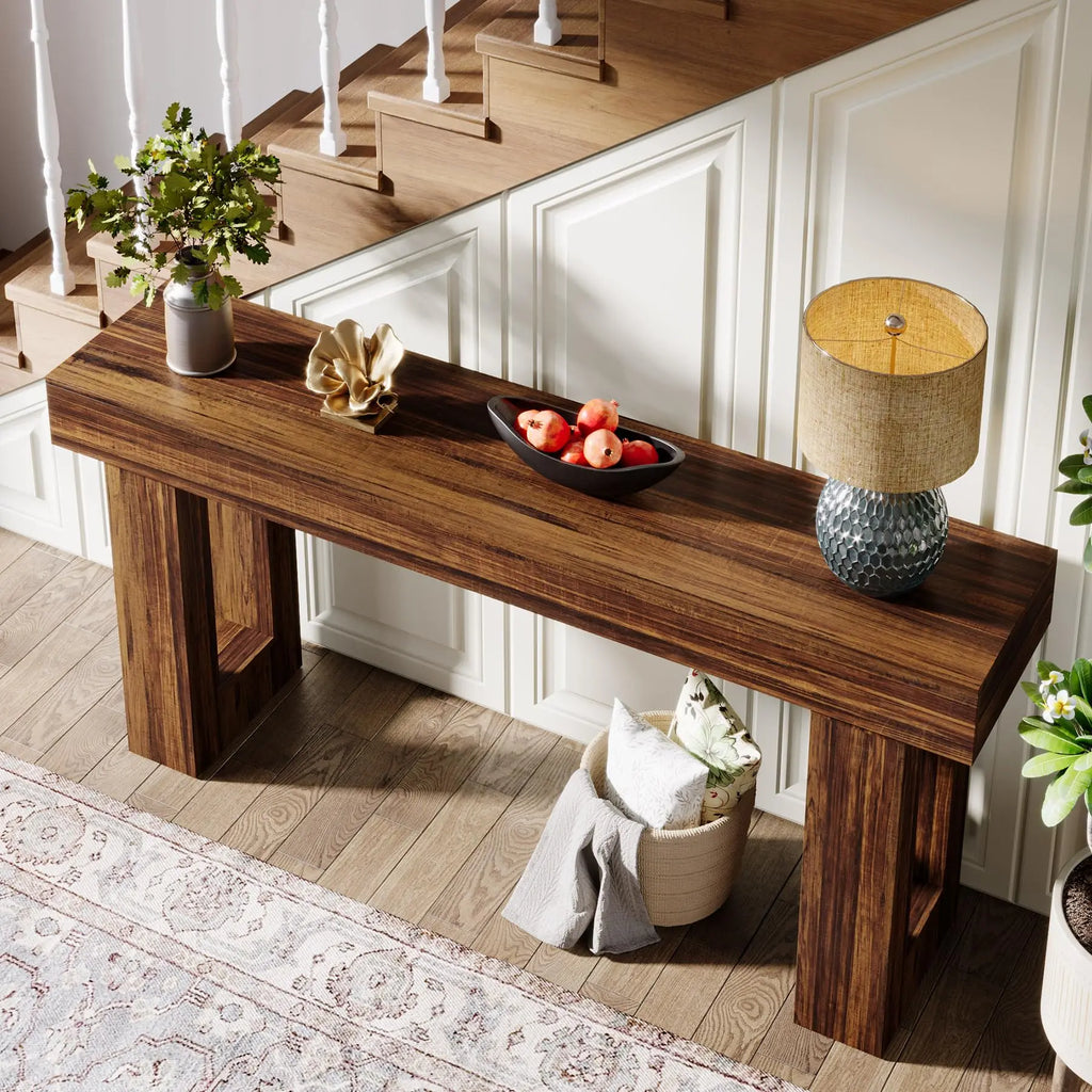 63-Inch Long Farmhouse Wooden  Console Table