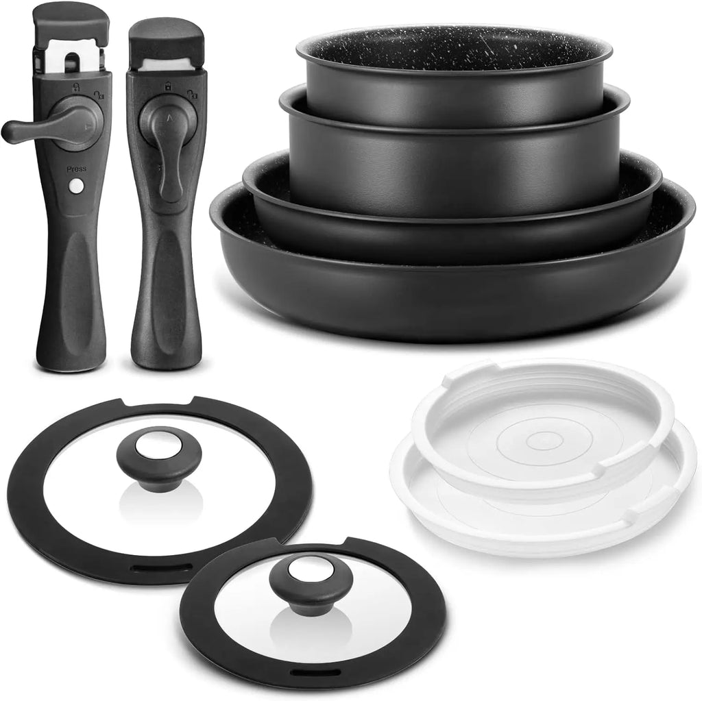 10 piece  nonstick Induction Cookware Set with Removable Handles,