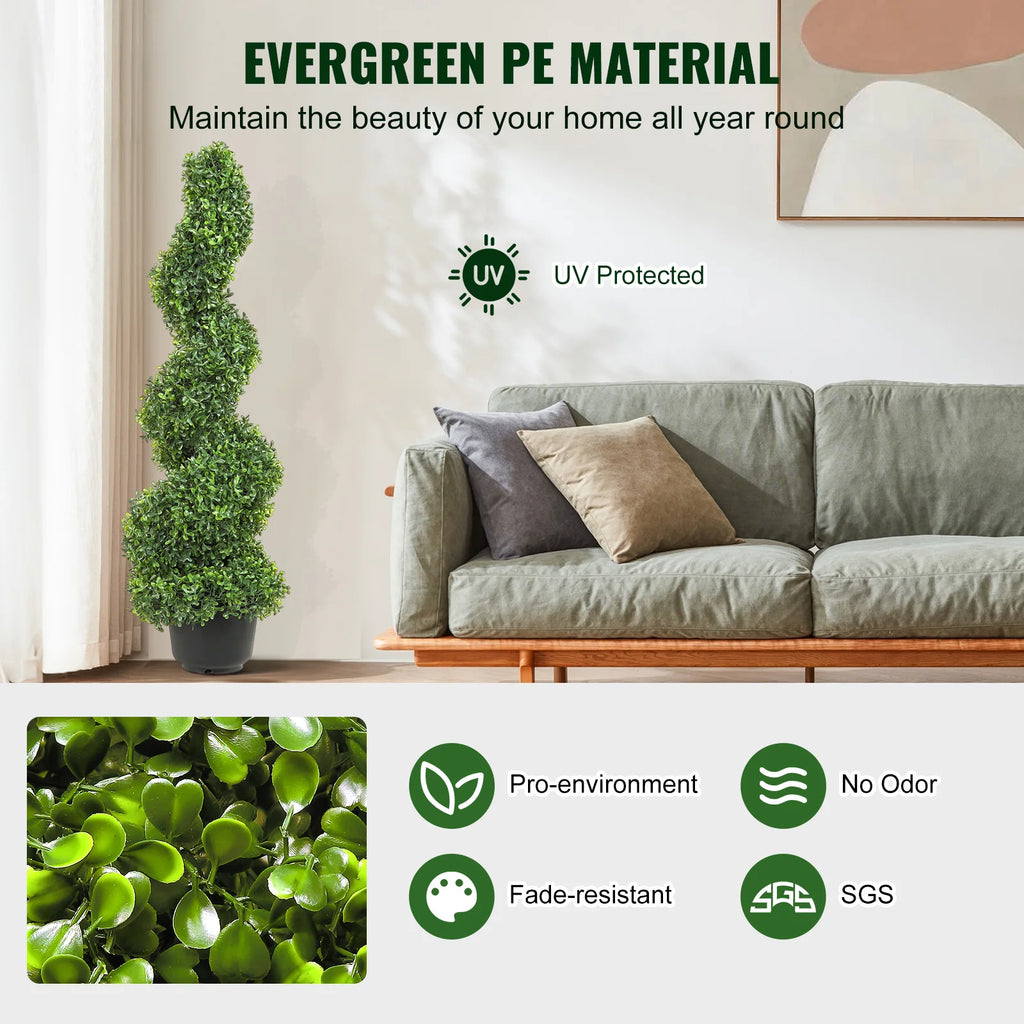 1/2pcs Artificial Boxwood Spiral Topiary Plant